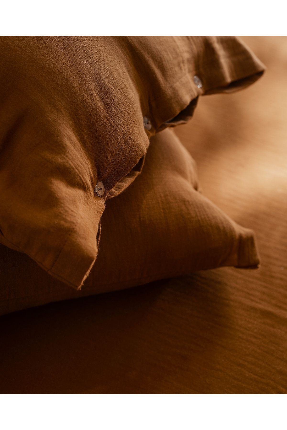 Madame Coco-Marla Muslin Single 100% Cotton Elastic Duvet Cover Set - Cinnamon 7