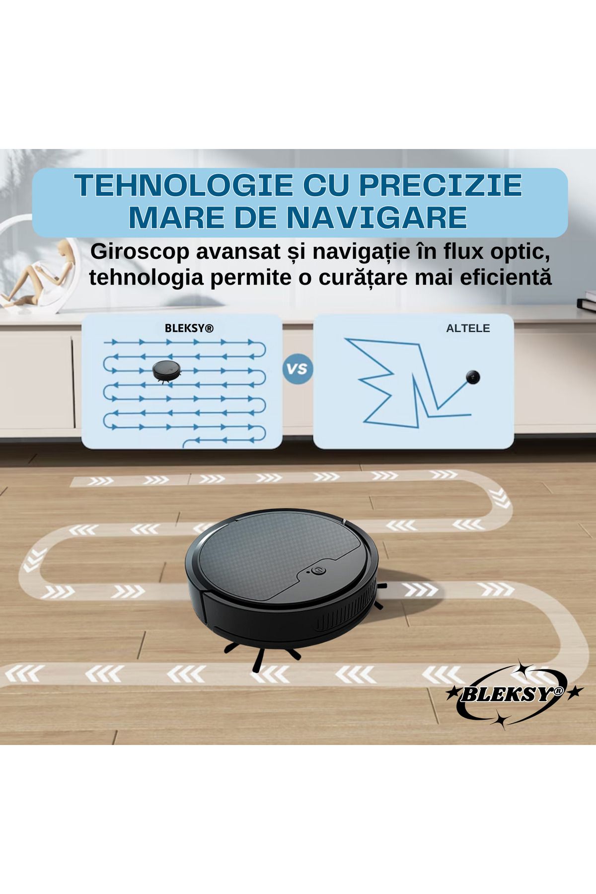 BLEKSY-OB8s smart vacuum robot, 70 min autonomy, app control, silent, obstacle detection, black 11