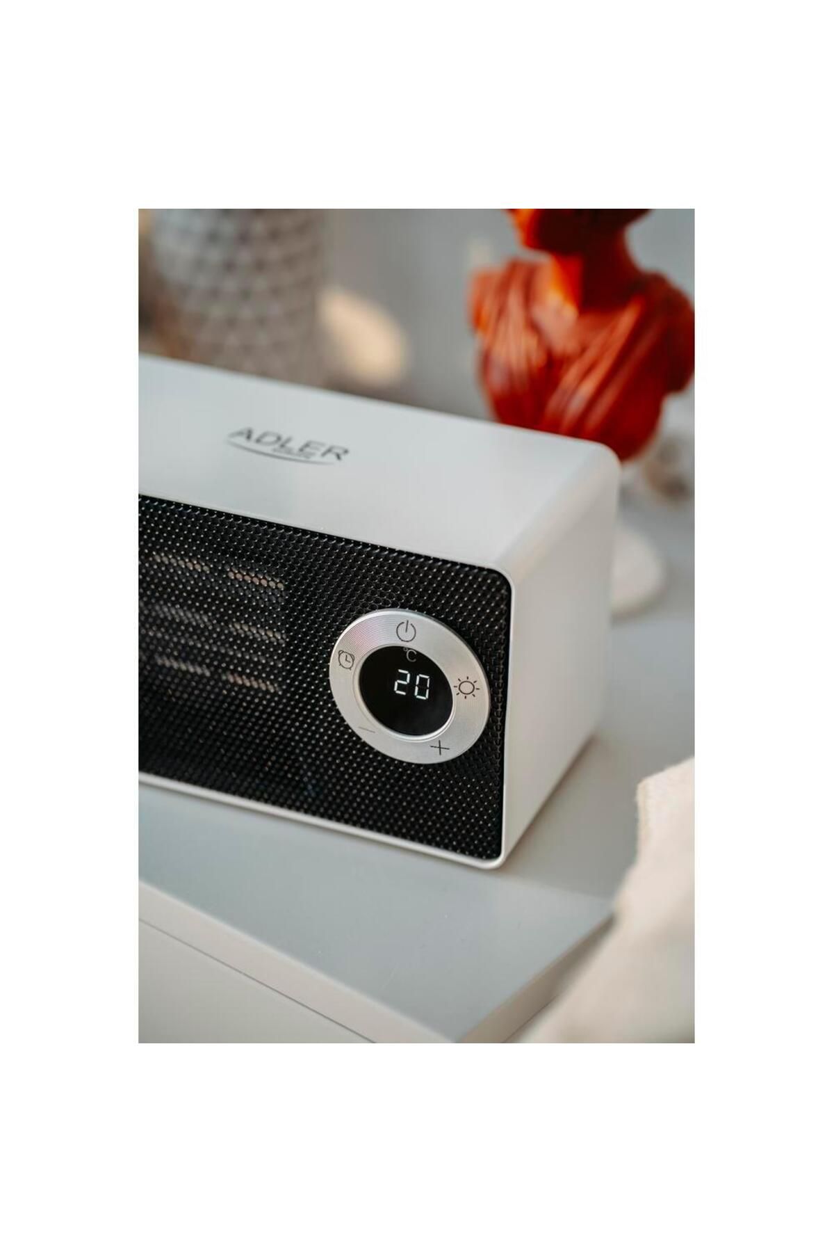 adler-Ceramic heater with LCD Adler 7746, 1000 W, 2 power levels, Timer, Touch control (White) 7