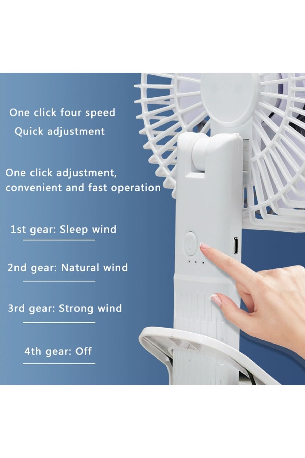 Sunhome-4 in 1 Multi-Functional Portable Rechargeable Clip Fan, Table fan, Hanging Fan, Handheld Fan 6