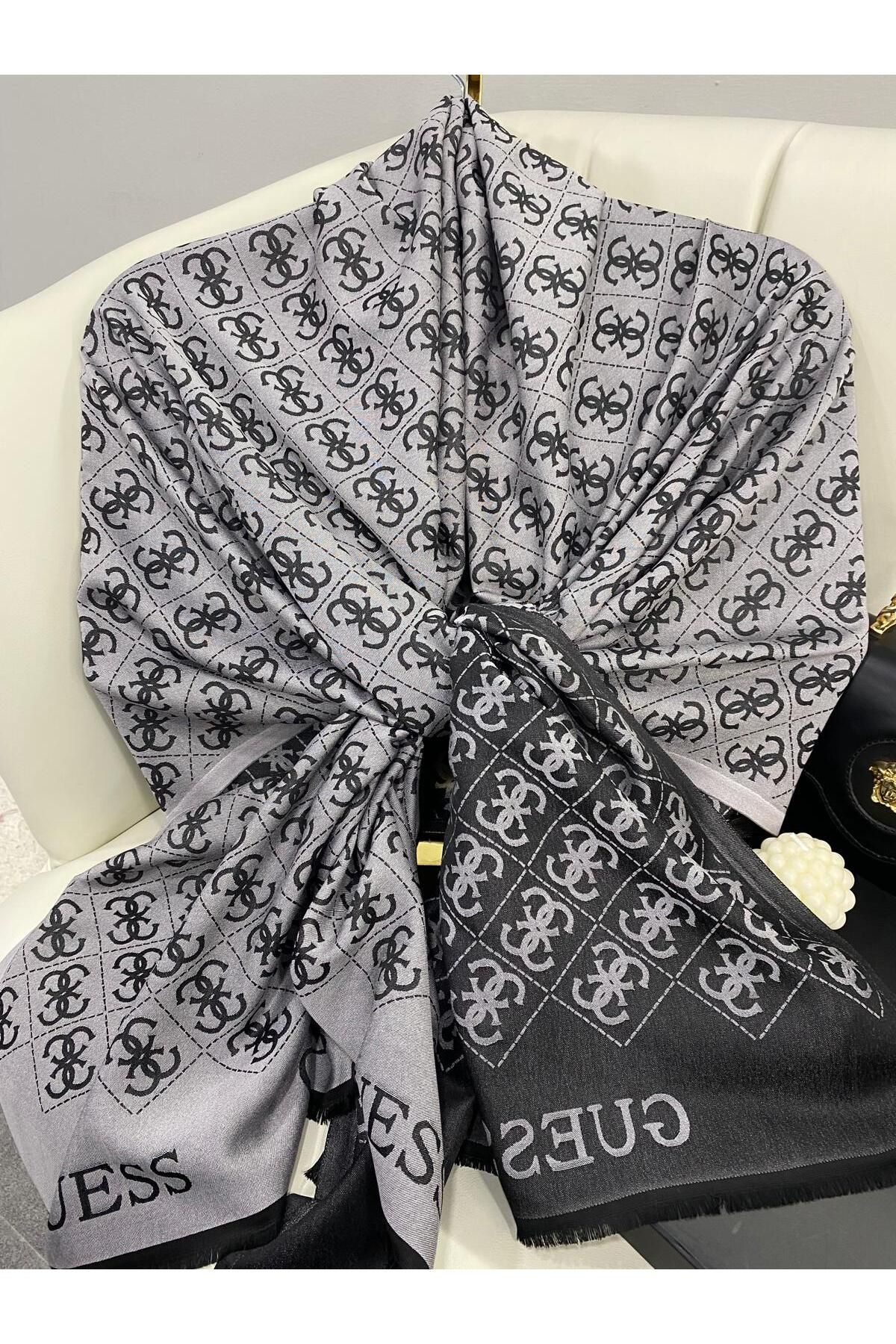 Oxygen Scarfs-Gue Pattern Double Sided Cashmere Silk Shawl- 7860 2