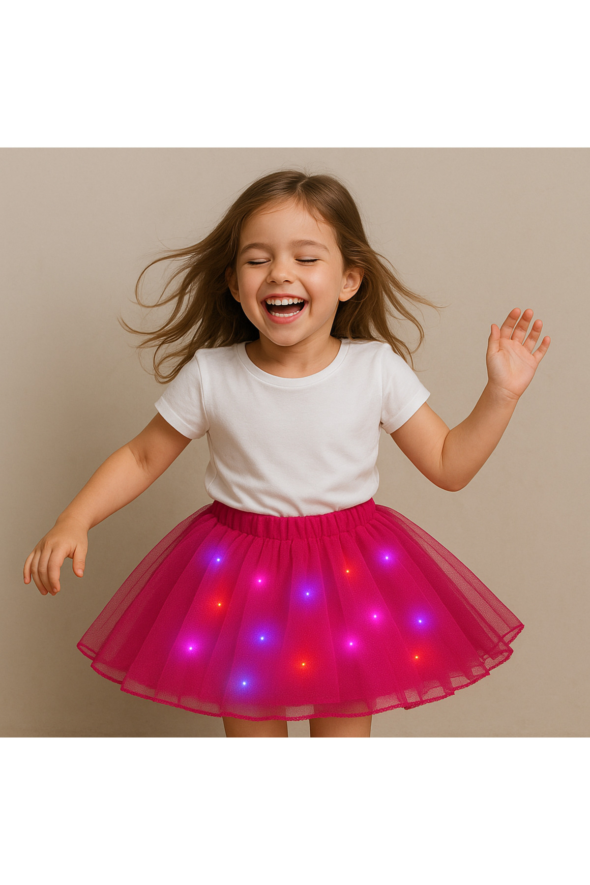 Tutu Skirt with Led Light for Princesses Fairytale Elegance! _ 2-10 Year Old Girl _ Fuchsia Color