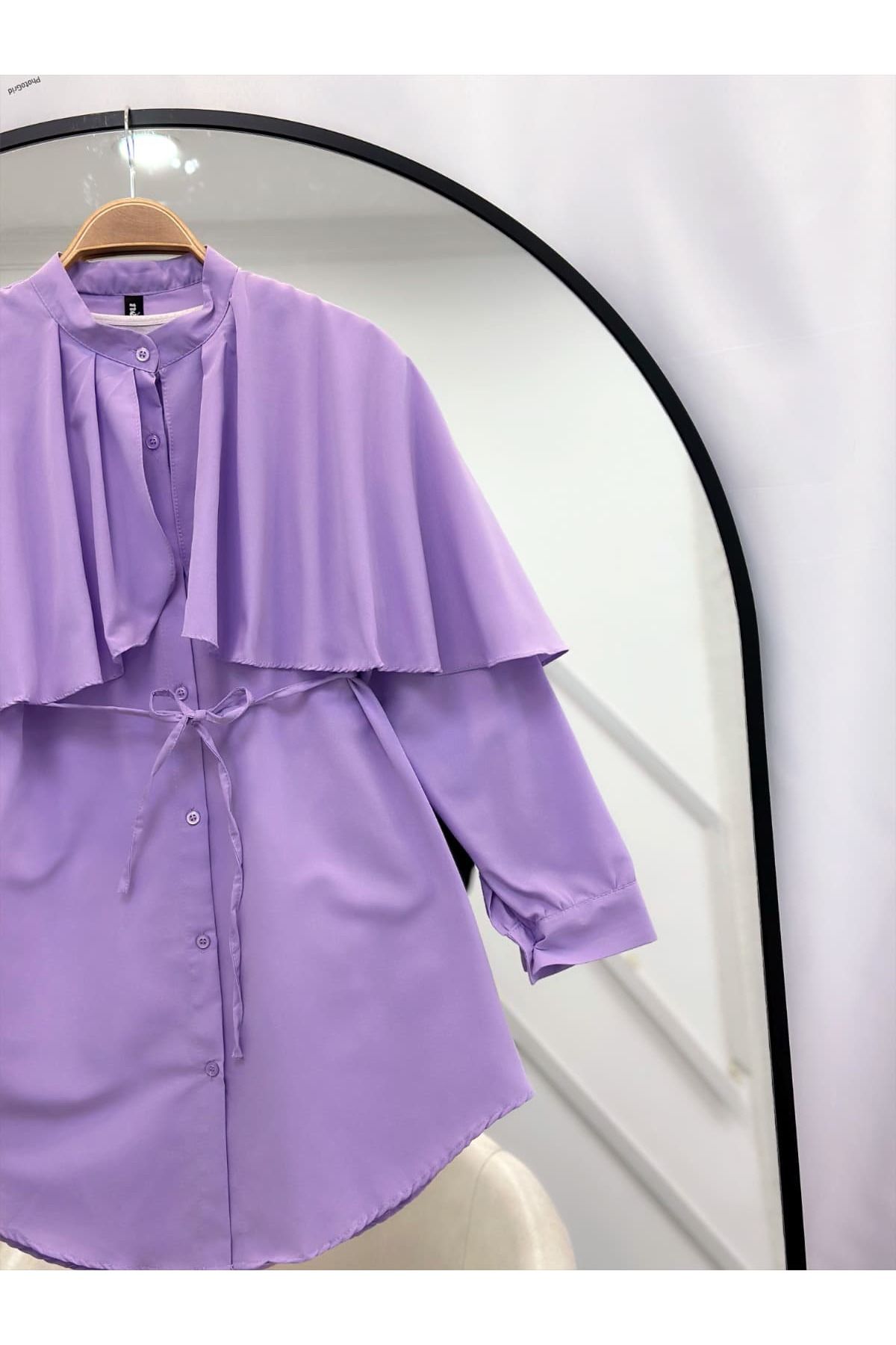 YEDİLALE-Caped - Details of the Belted Shirt [1 Size (36/38/40) 2 Sizes (42/44)] Matched 2