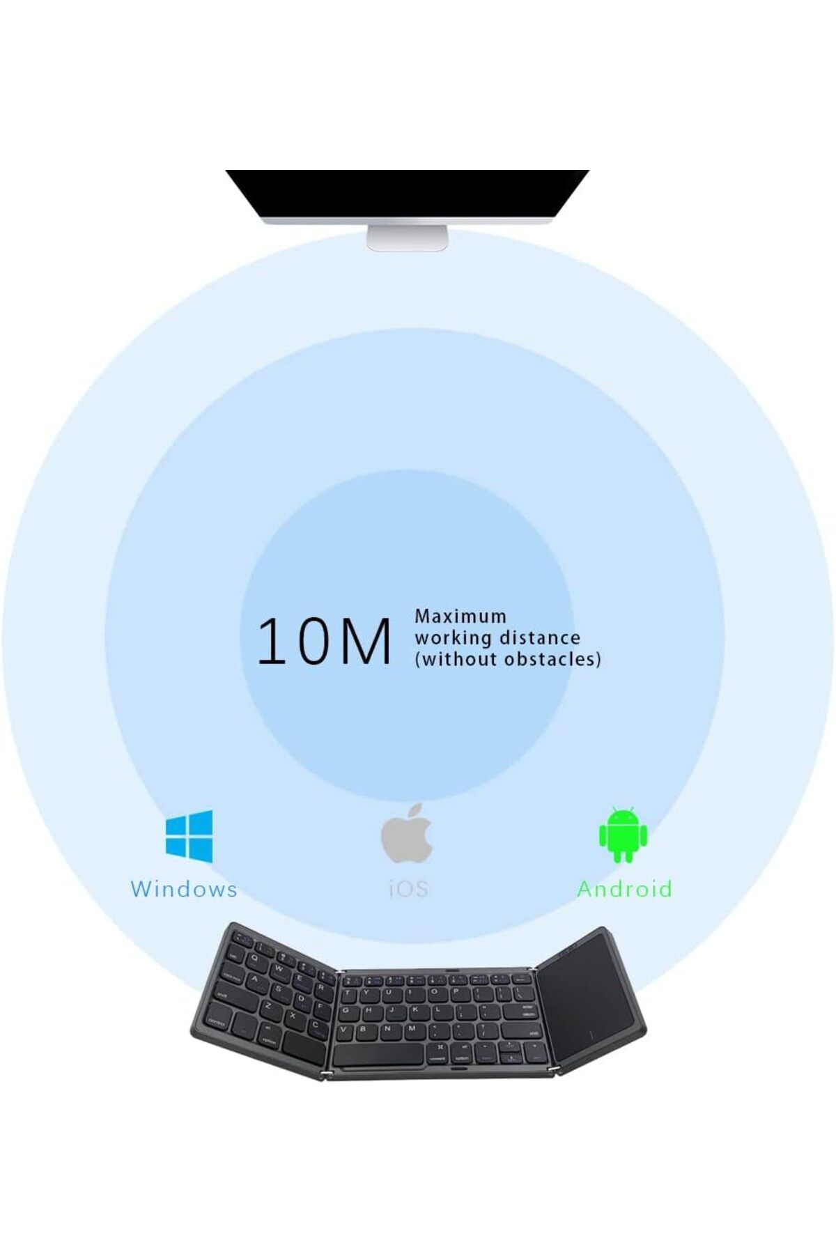 AWH-Foldable Bluetooth Keyboard with Touchpad, Rechargeable, Slim for Android, iOS, Windows 6