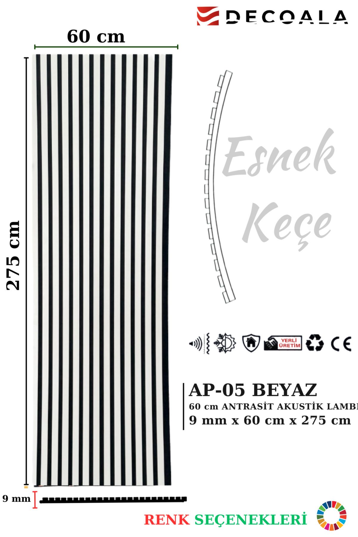 60 X 275 CM Akustik Duvar Paneli
