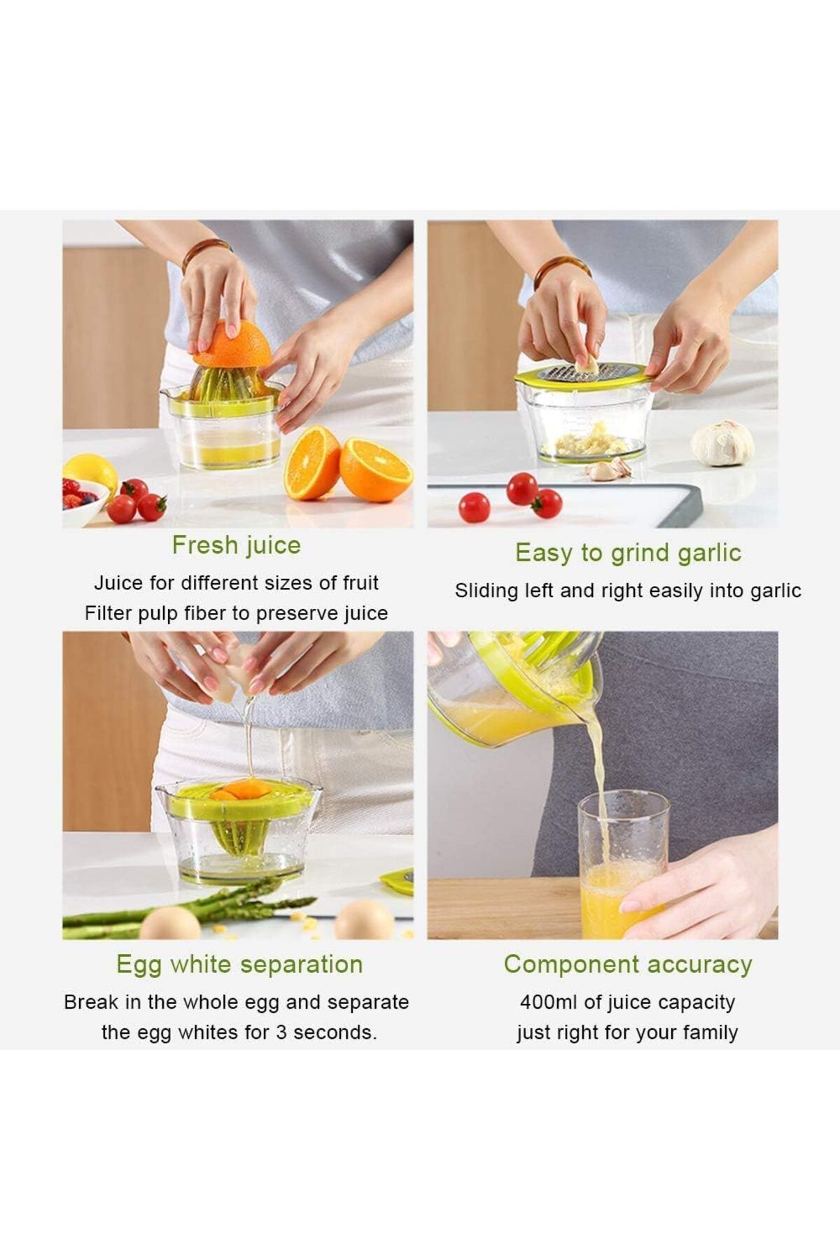 COOYA-Lemon Manual Hand Squeezer with Built-in Measuring Cup Grater, Multi-function Ginger Garlic Grater 6