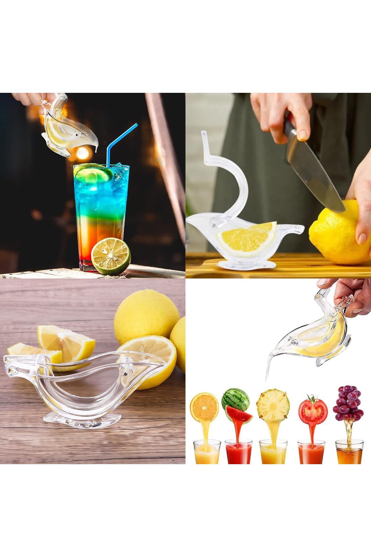 COOYA-2 PCS Lemon Slice Squeezer - Portable Bird Shape - Elegant Transparent Hand Juicer 3