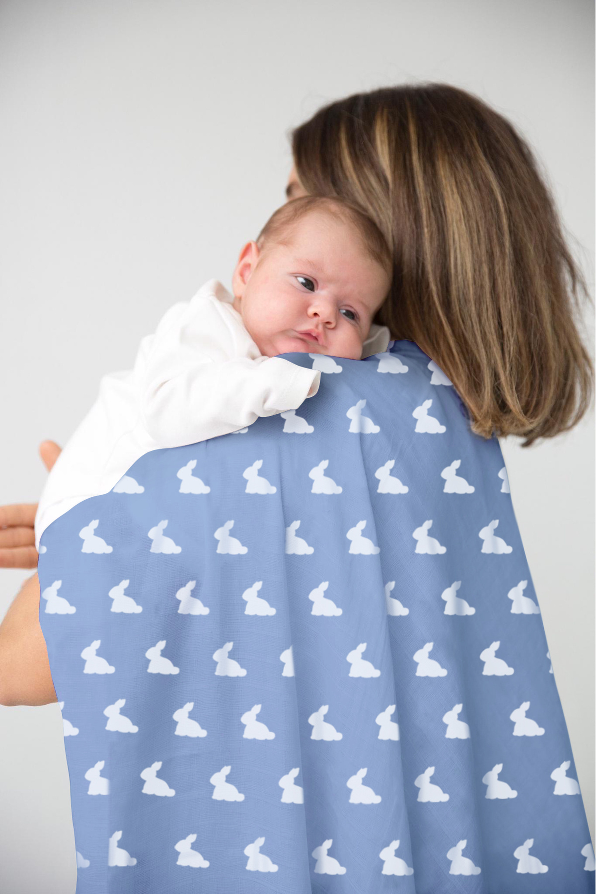 DEUX LAPINS-100% Cotton Muslin Baby Blanket - Mono Lapin Royal Blue 120X120 cm 2