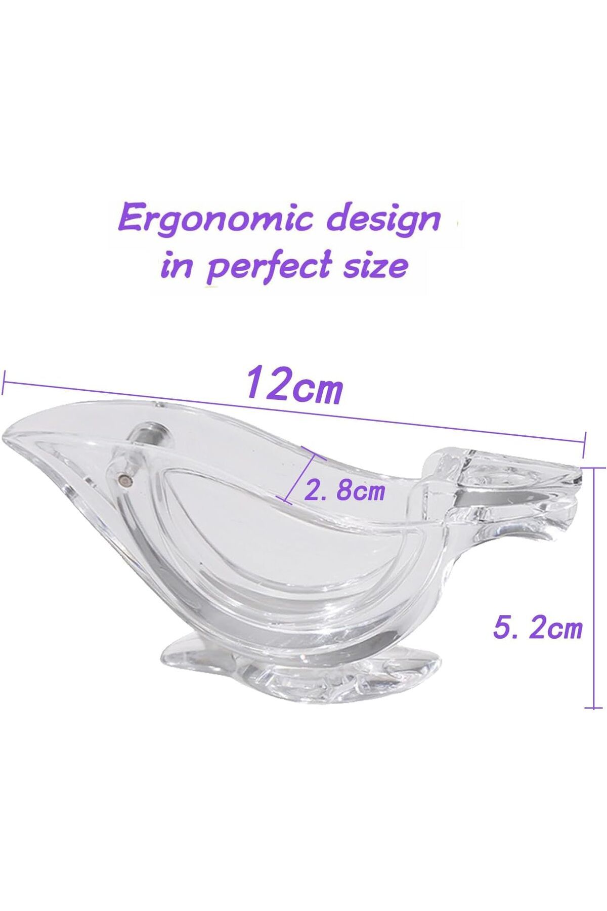 COOYA-2 PCS Lemon Slice Squeezer - Portable Bird Shape - Elegant Transparent Hand Juicer 7