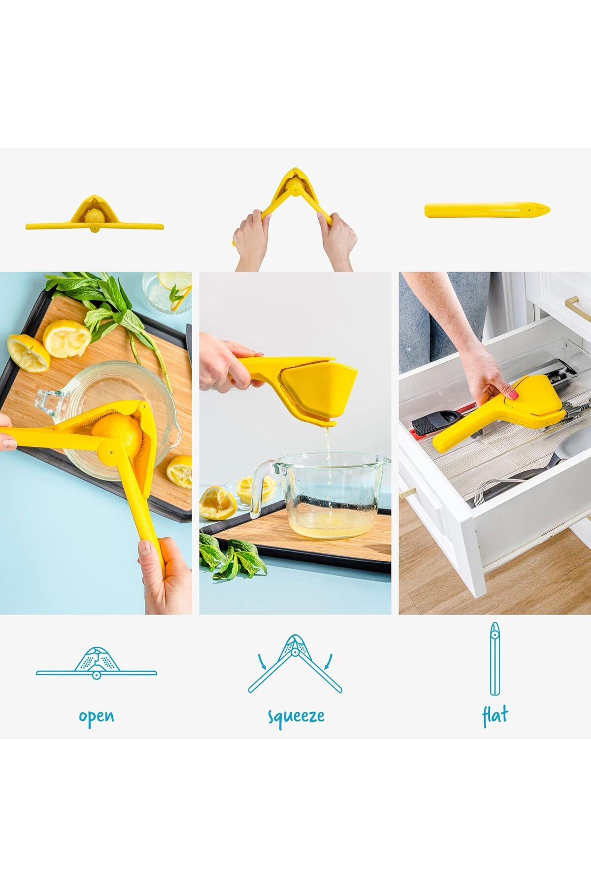 COOYA-Manual and Foldable Citrus Juicer | Easy Lemon Squeezer with Sideways Pivot to Increase Leverage 3