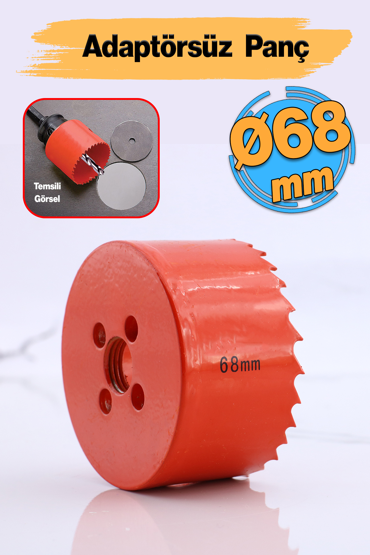Badem10 Bi Metal Panç 68 mm Delik Açma Alçıpan Ahşap Pvc Delme
