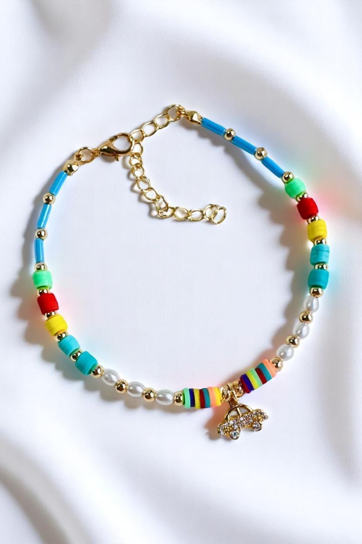 PETEK AKSESUAR Taşlı Araba Fimo Inci Halhal