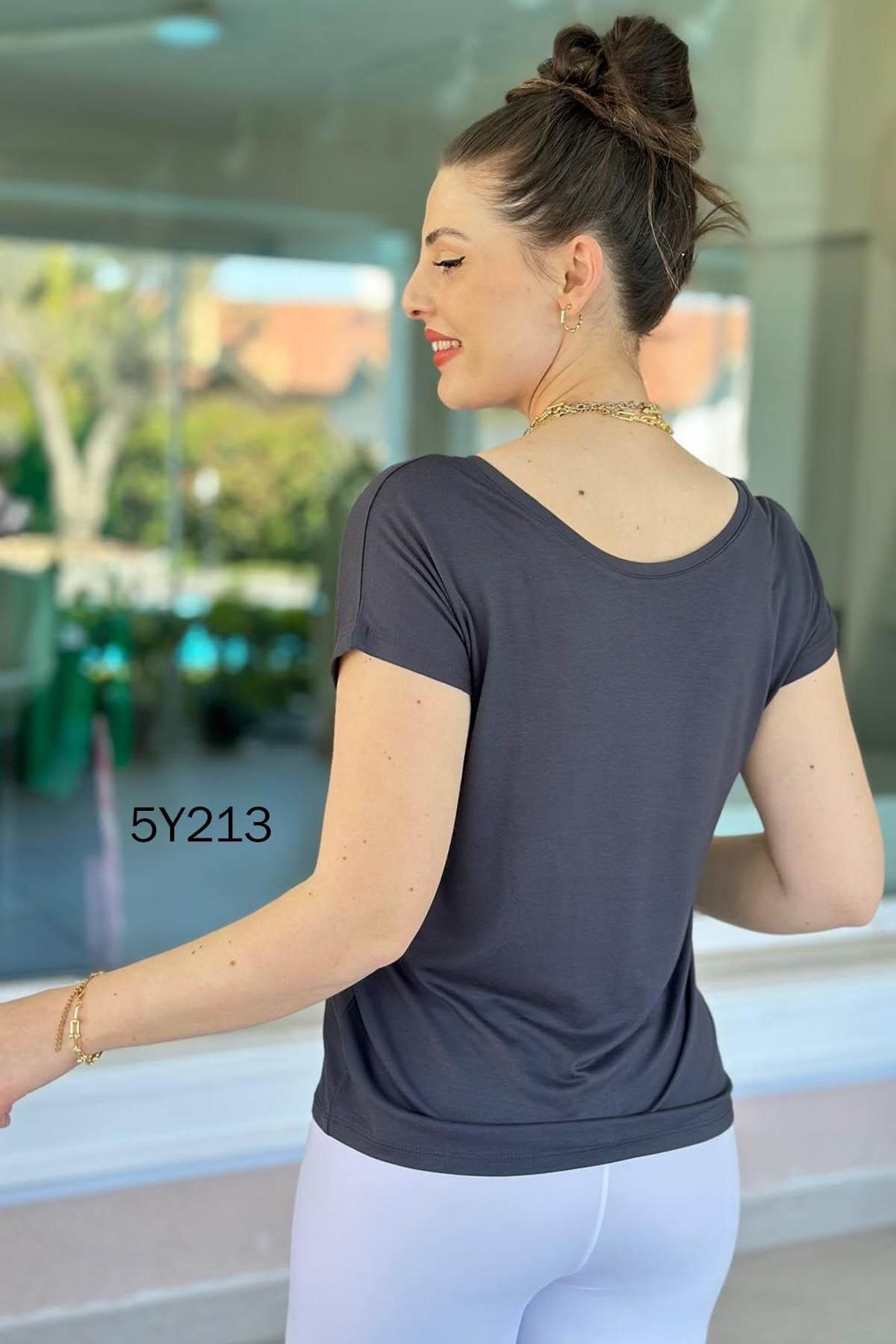 İnce Topuk-Bamboo Tshirt That Can Be Worn with Front and Back 5Y213 4