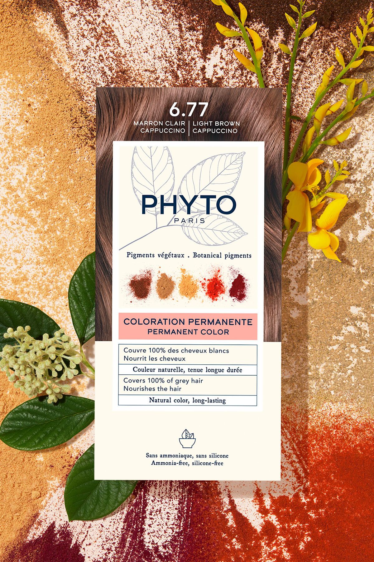 Phyto-Permanente Kräuter-Haarfarbe – Farbe ohne Ammoniak 6,77 Cappuccino-Braun 5