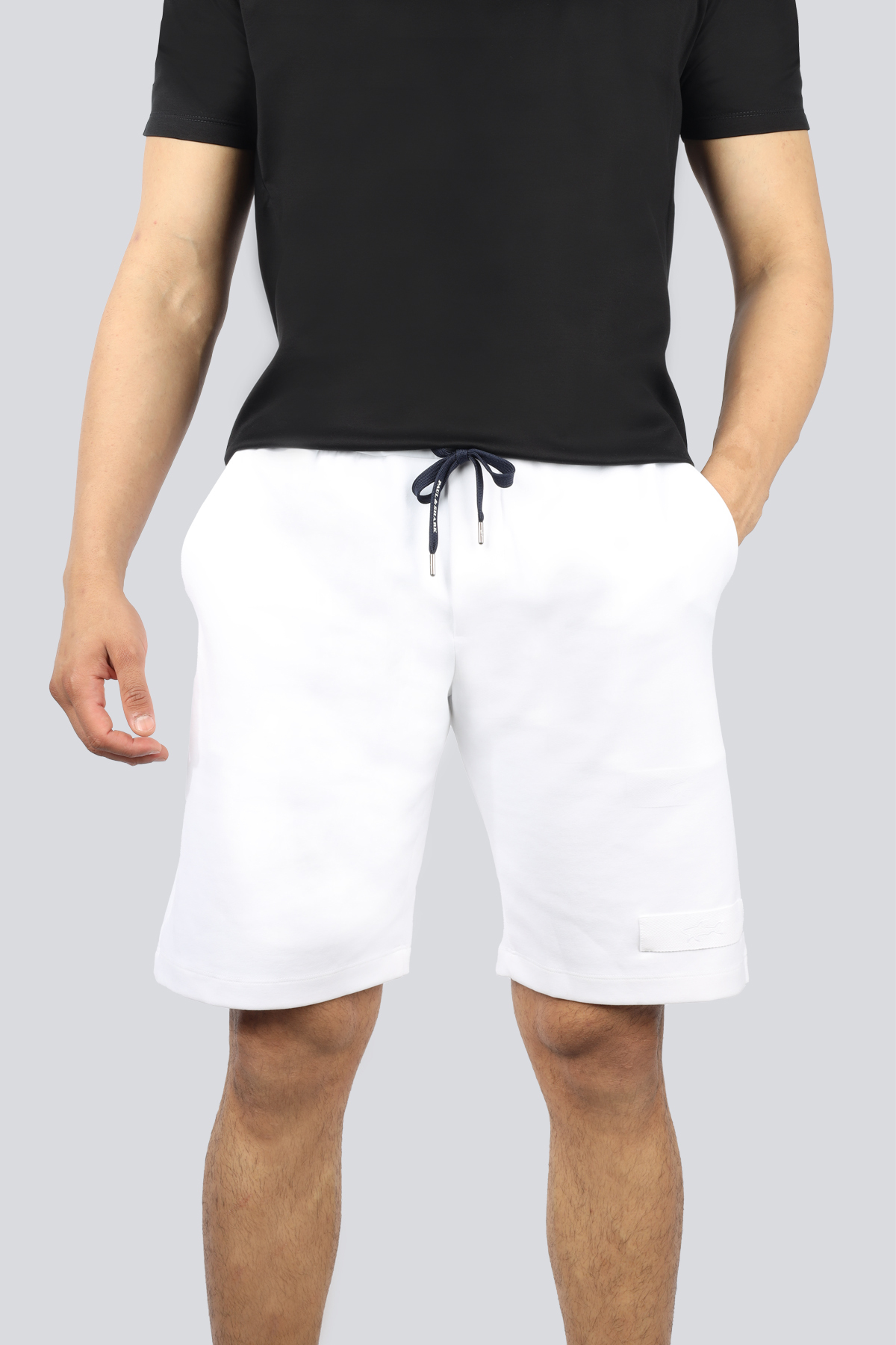 پال اند شارک شلوارک مردانه طرح‌دار کمر کشی، نخی، سفید، سایز معمولی، کد ۲۵۴۱۱۸۵۰-۰۱۰