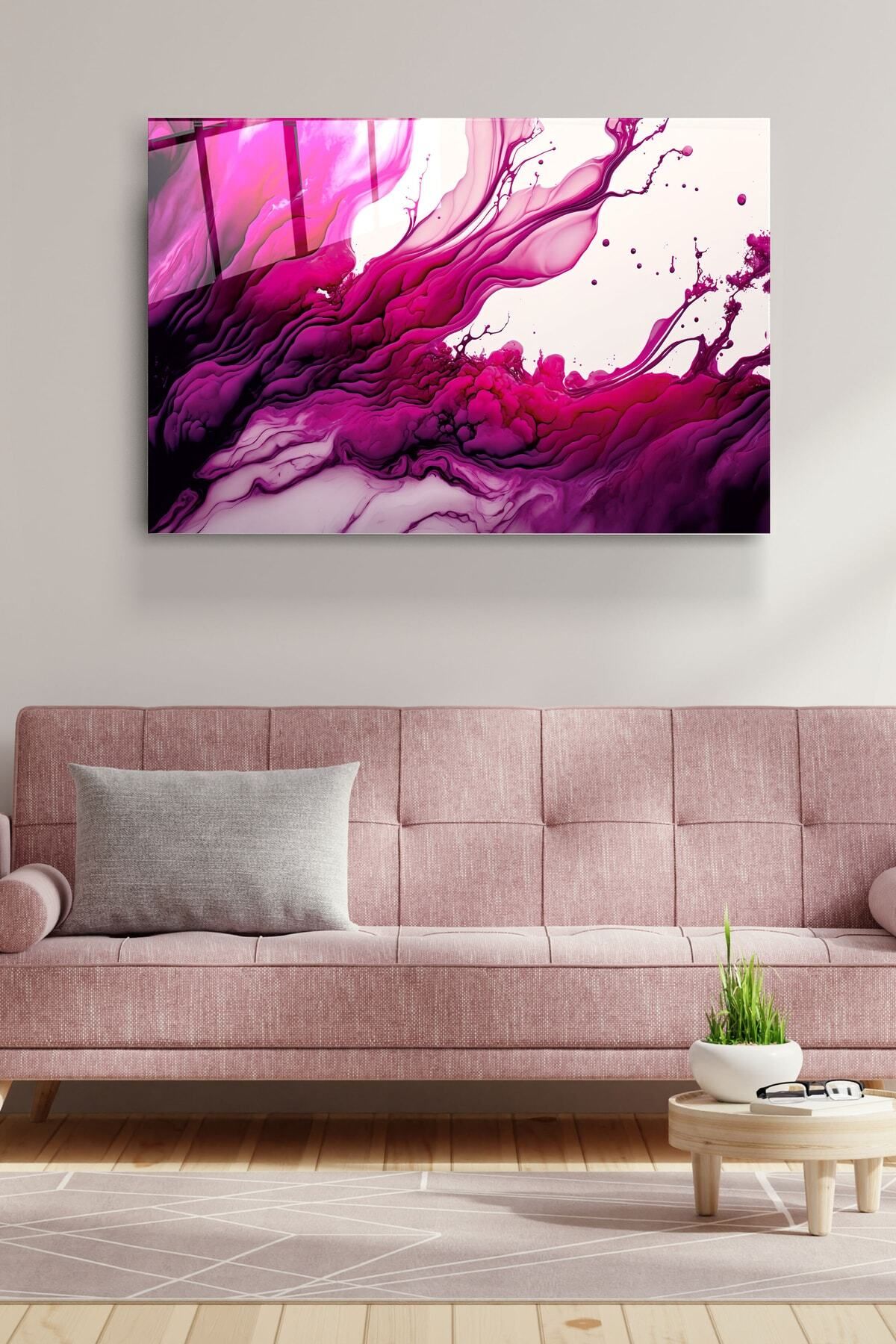 MESCHAIN Pink Cam Tablo, Dekoratif Cam Tablo