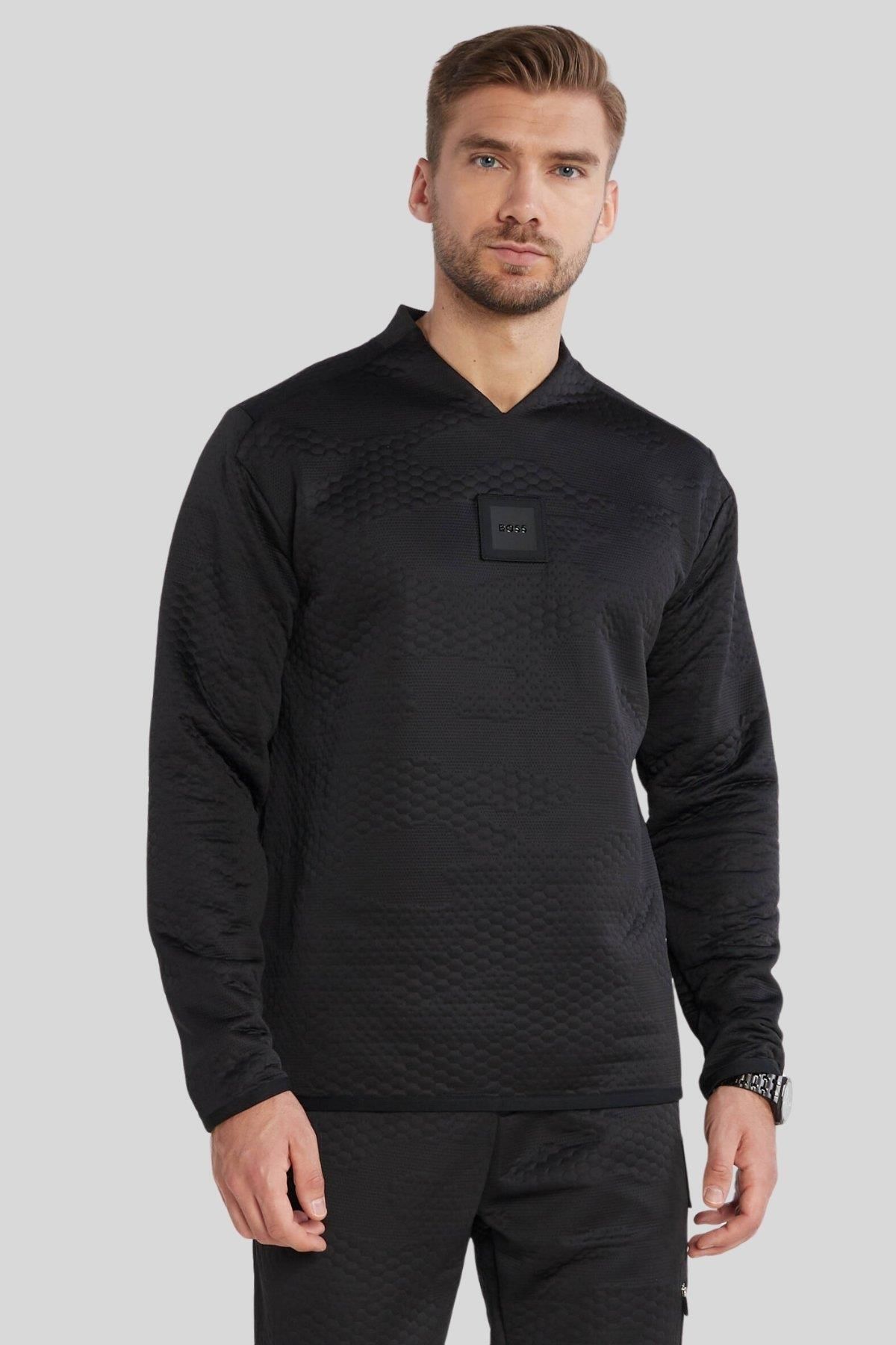 سویشرت مردانه به طور منظم مناسب V NECK پیراهن سیاه BOSS