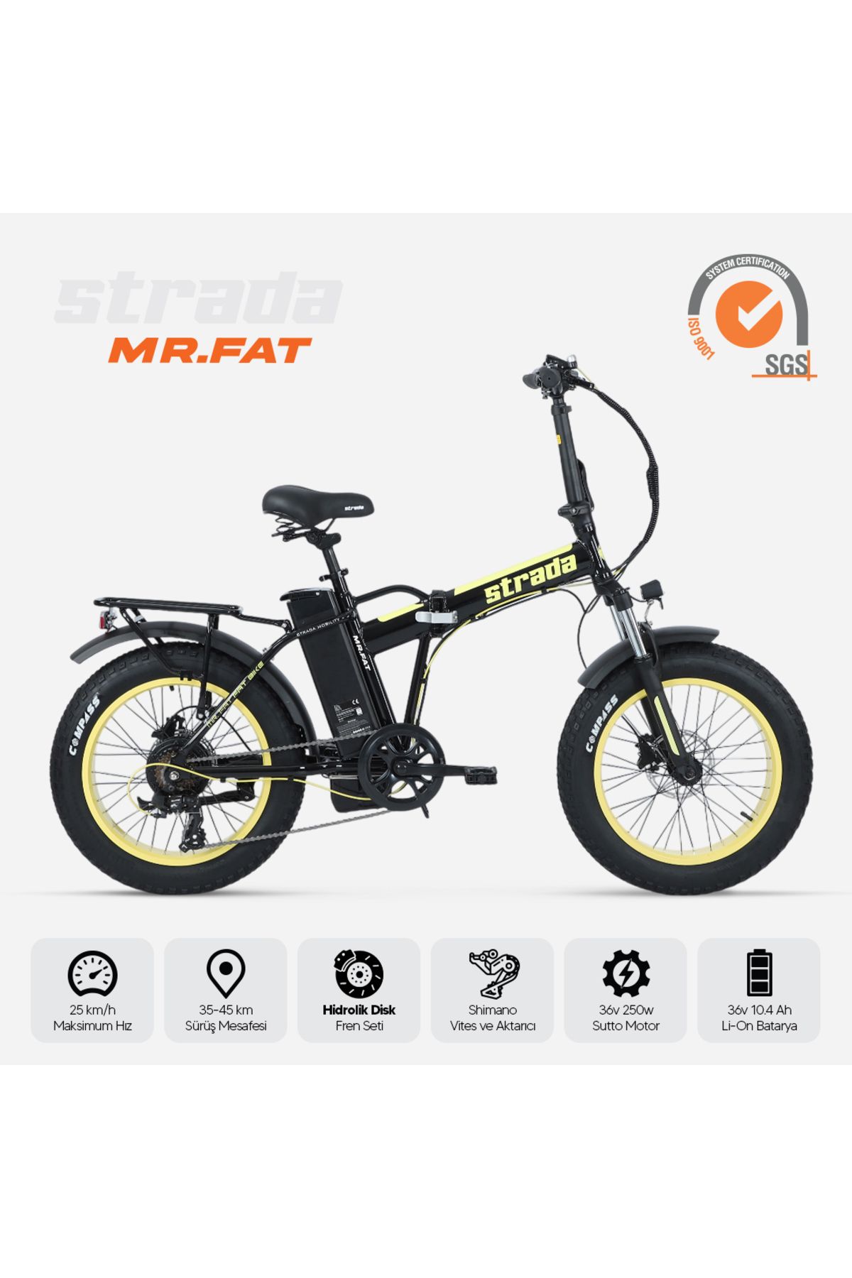Stradacycles Mr. Fat Hidrolik Disk Katlanabilir Fat Bike 20 Jant Bisiklet