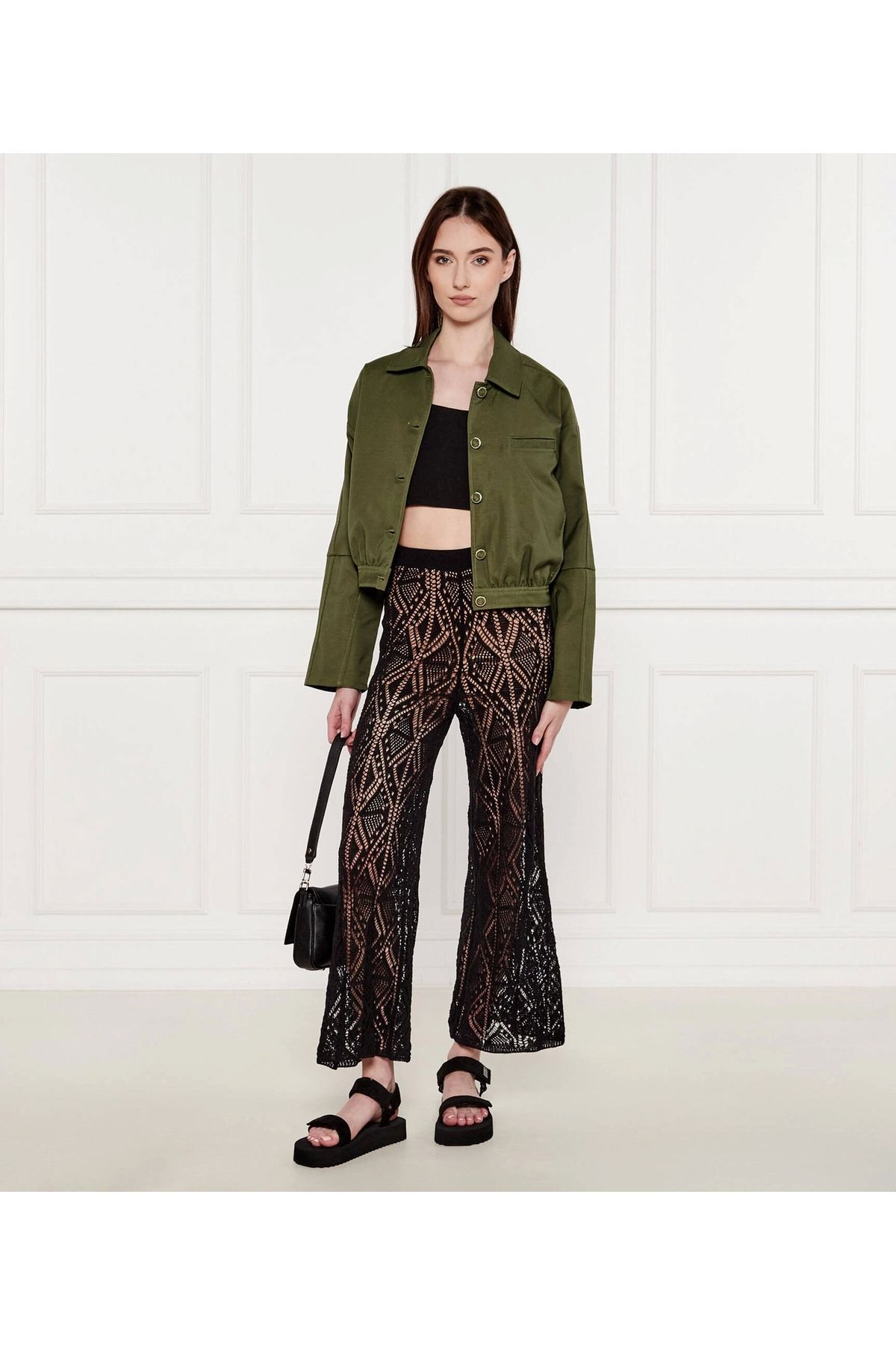 Guess Kadın Yeşil Rian Uzun Kollu Twill Ceket