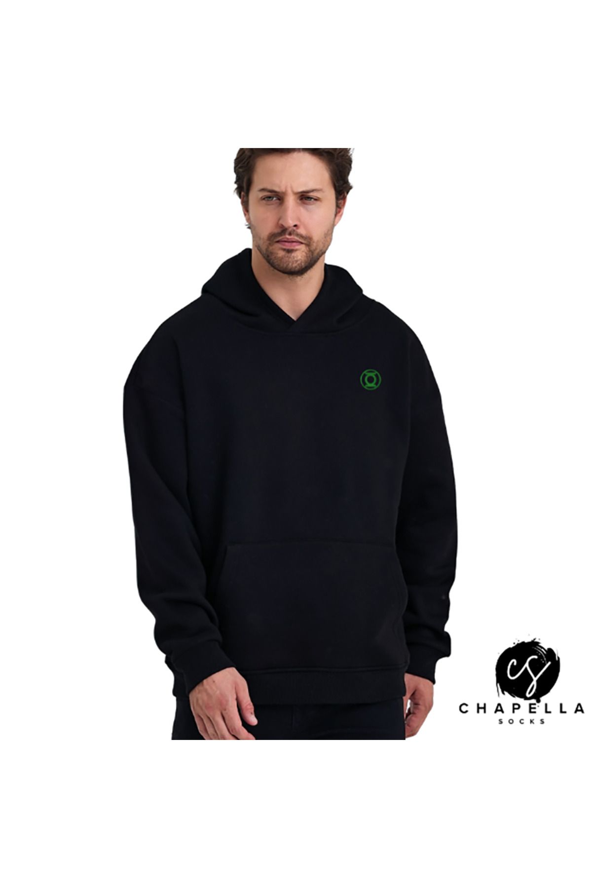 ChapellaSocks Green Latern Desen Nakışlı Unisex Hoodie- %100 Pamuk ve Rahat!