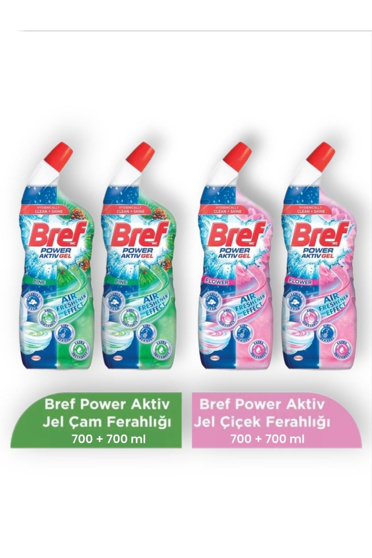 Bref Wc Tuvalet Temizleyici Jel 4 X 700ml 2 Çiçek Ferahlığı 2 Çam Ferahlığı
