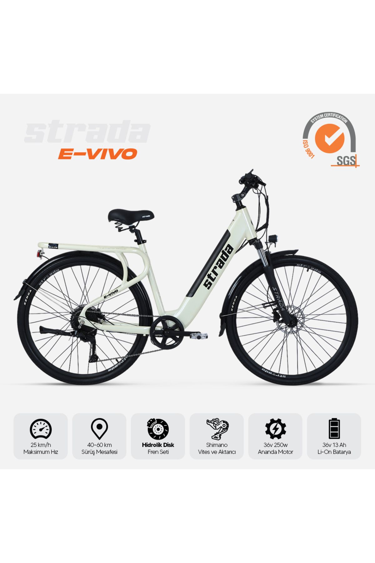Stradacycles E-Vivo Hidrolik Disk Gizli Batarya 28 Jant Elektrikli Şehir Bisikleti