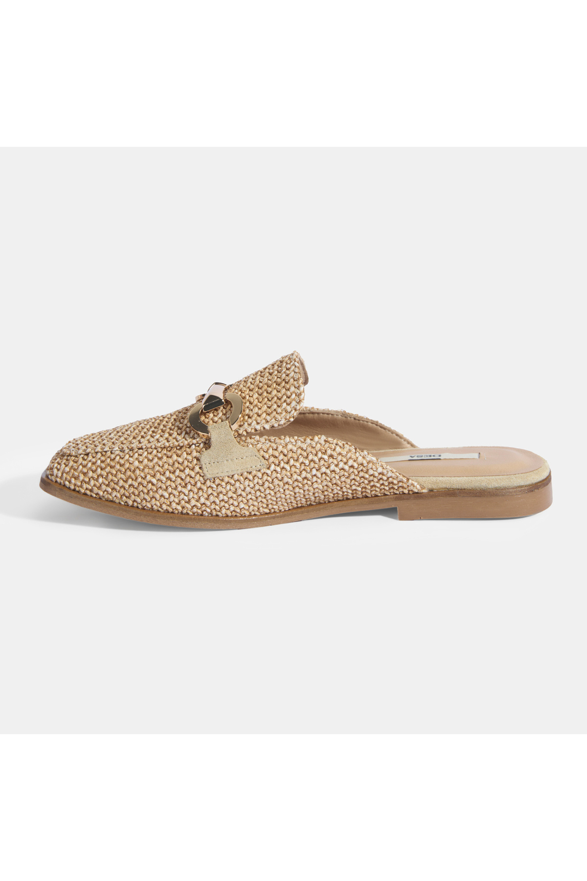 Desa-Women's Beige Metal Accessory Straw Slippers 3