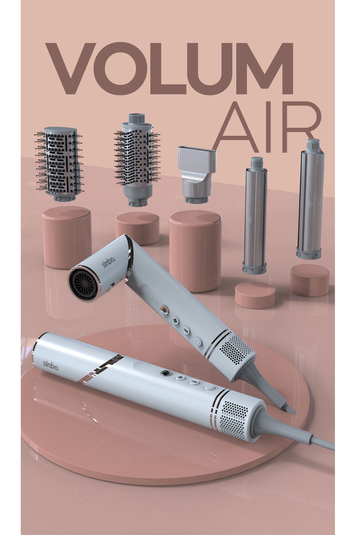 SHD-1720 - VolumAir 5 In 1 Katlanabilir Air Saç Kurutma ve Şekillendirme Sistemi Beyaz