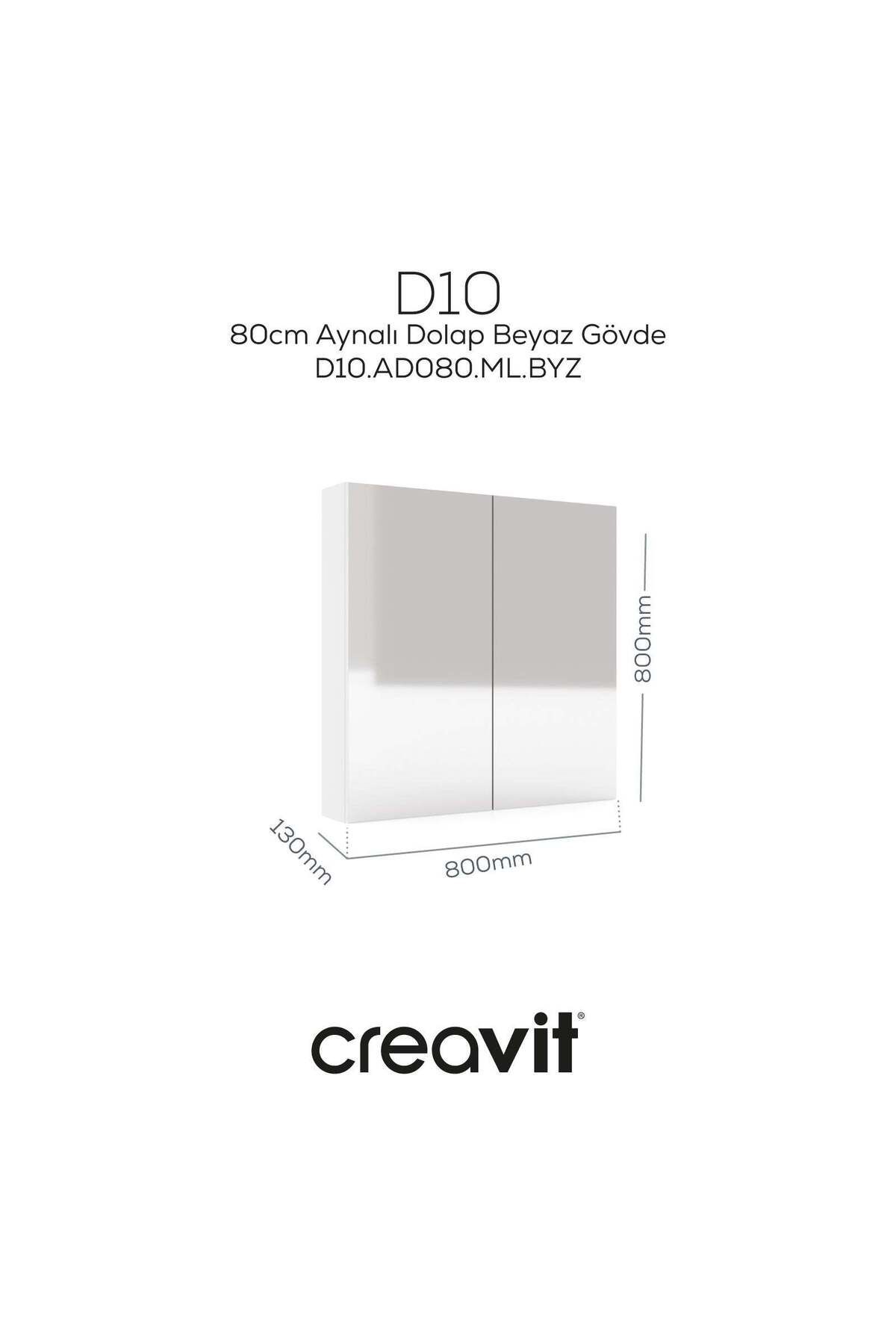 Creavit D20 80 Cm Beyaz Aynalı Dolap Melamin Gövde