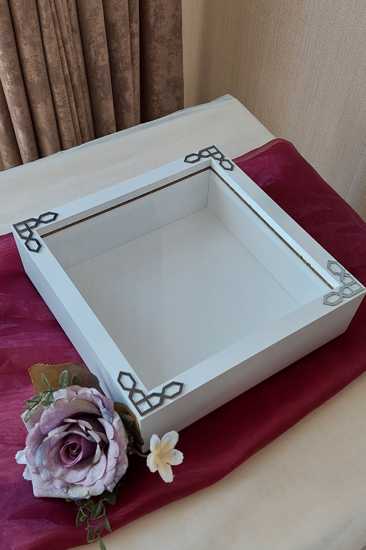 Verda Çerçeve-25x25 cm White Deep Memory Frame - 6 cm Depth Memory Frame Rose Box!Hkm Commerce 2
