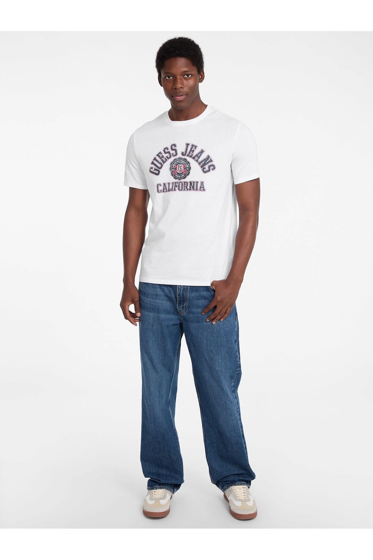 تی شرت سفید مردانه با لوگوی کالیفرنیا Guess Jeans
