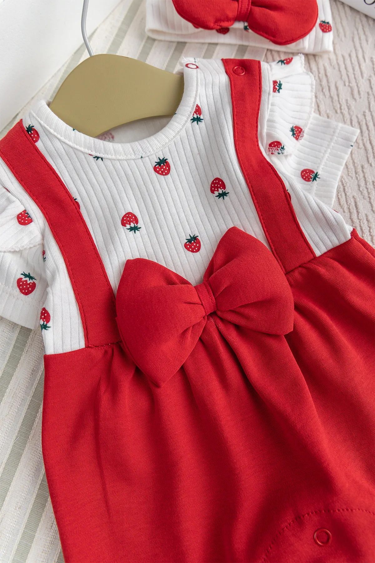 Babymod-Cotton Baby Girl Summer Jumpsuit Set with Bandana and Bow 2