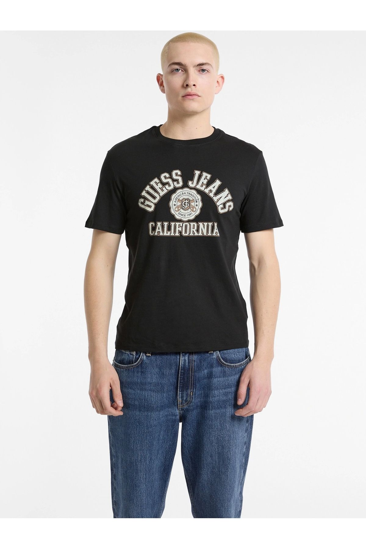 تیشرت مردانه مشکی با لوگوی کالیفرنیا Guess Jeans