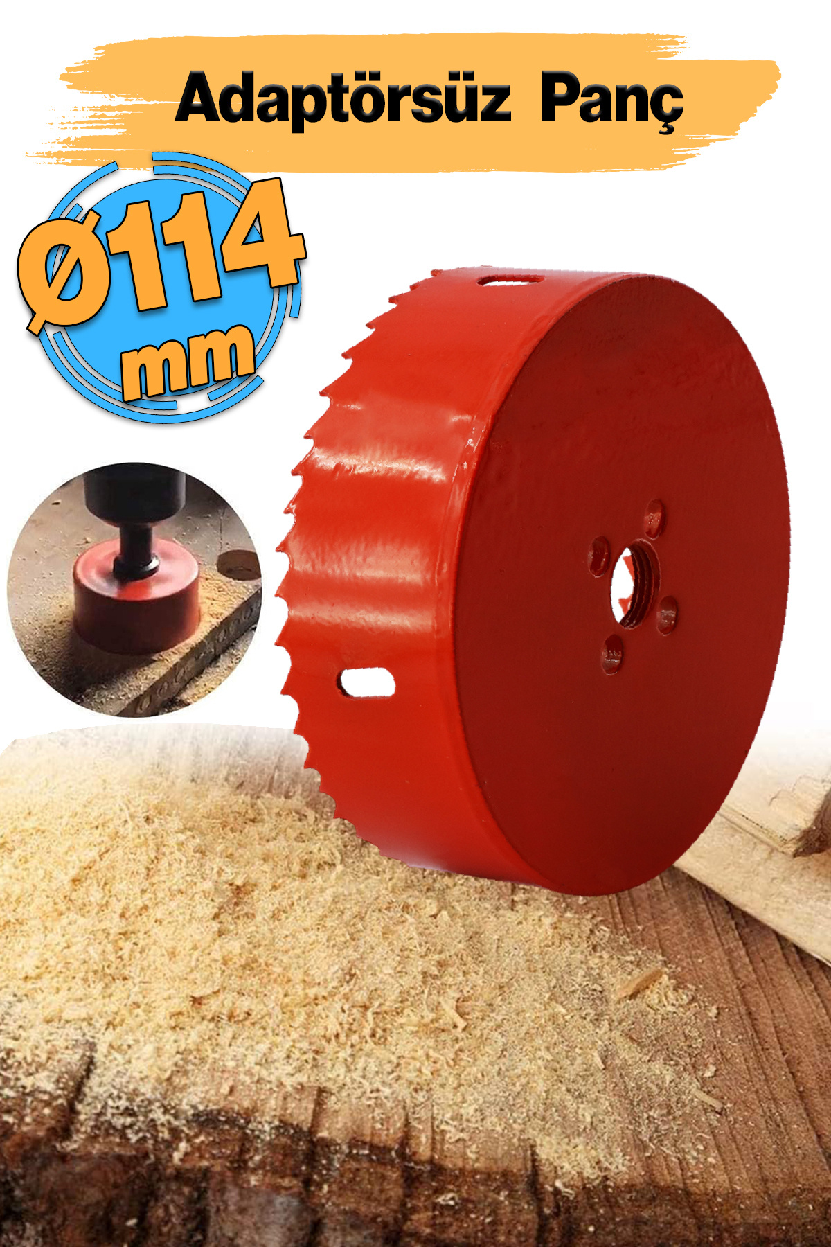 Badem10 Bi Metal Panç Delme Testeresi Adaptörsüz 1 Adet 114 mm Delik Açma Alçıpan Ahşap Pvc