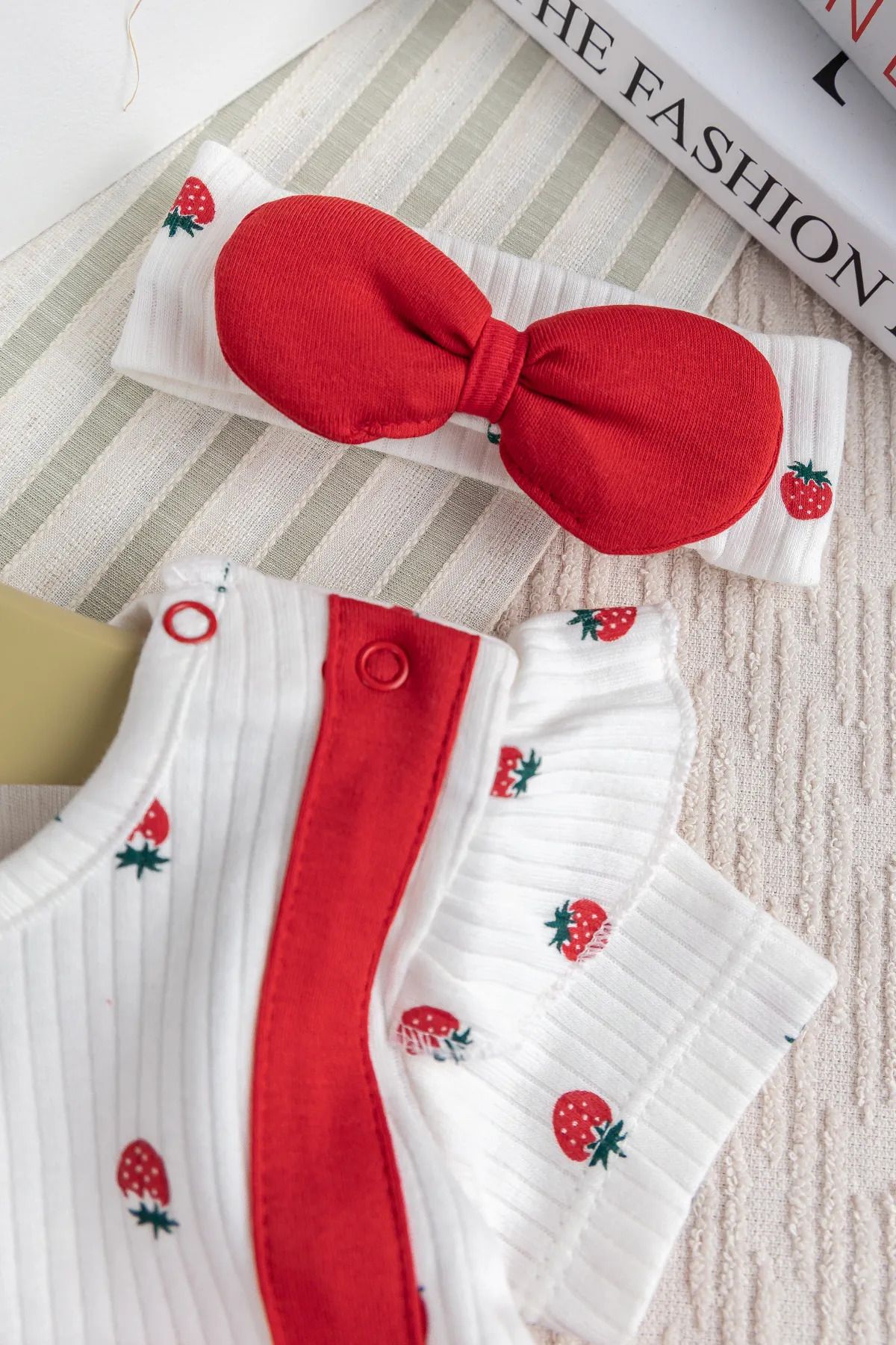 Babymod-Cotton Baby Girl Summer Jumpsuit Set with Bandana and Bow 5