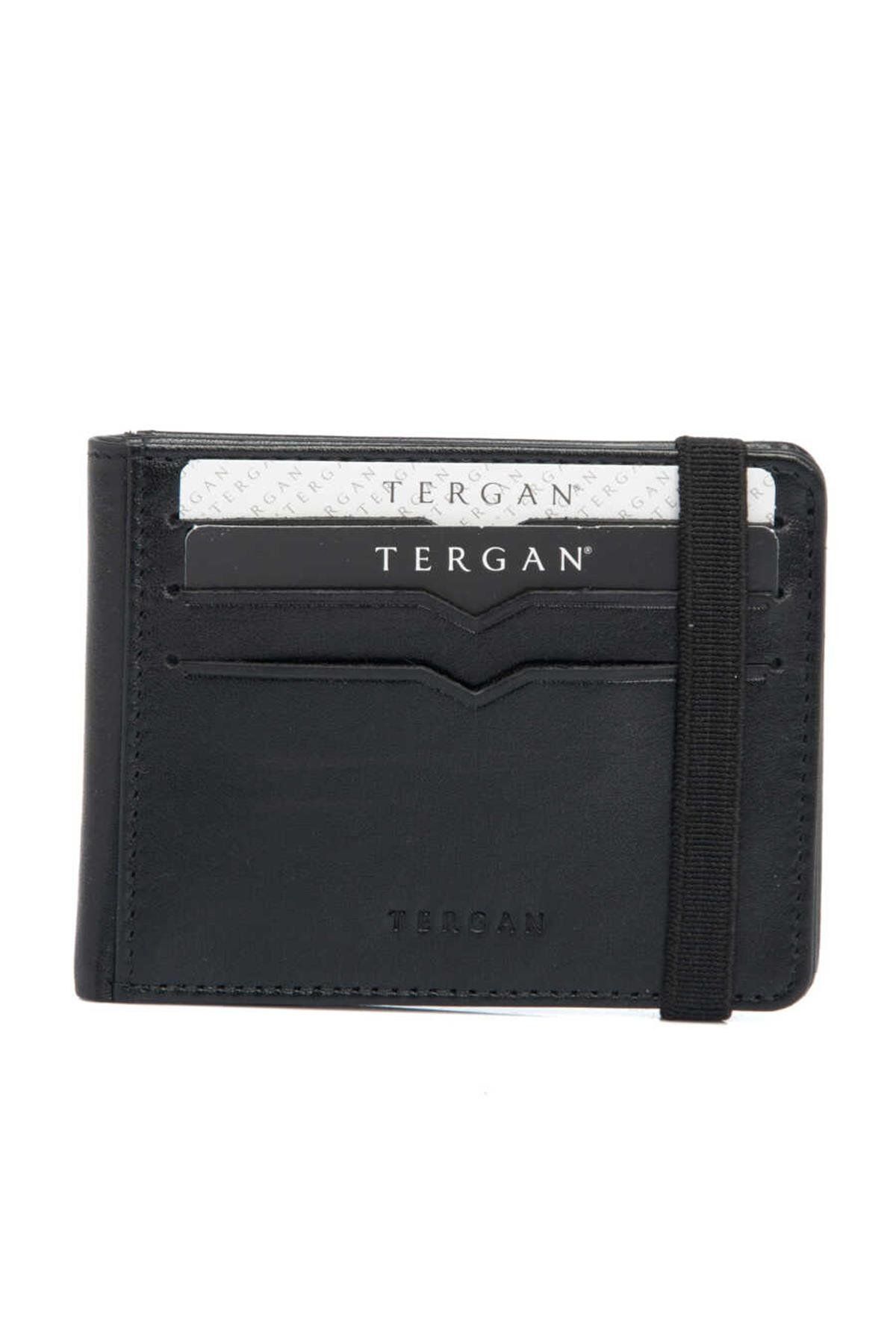 Tergan-S1Kk00001600-B06 Leather Men's Credit Card Holder - Black 2