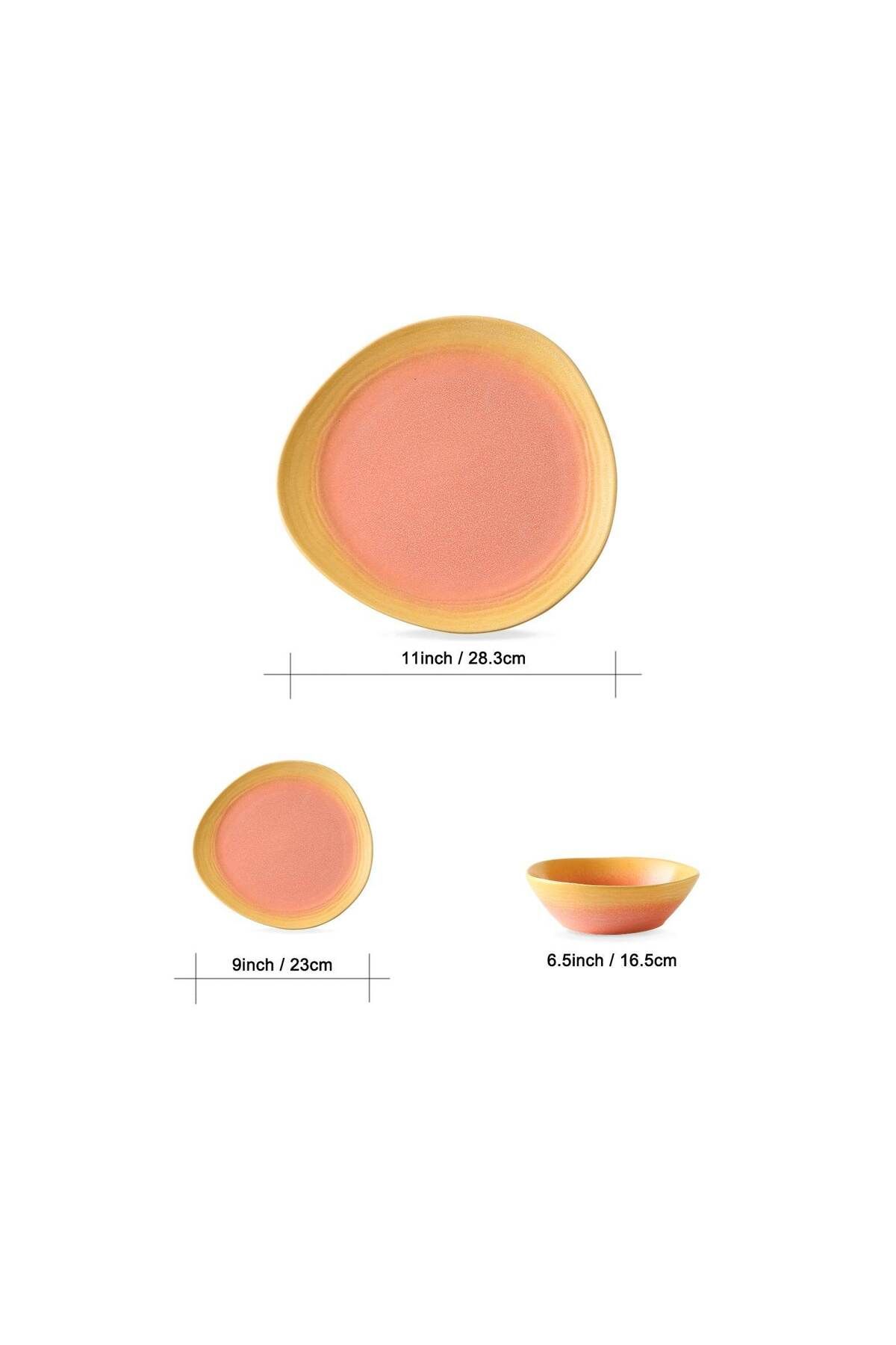VAV GET-12-Piece Gradient Orange Dinnerware Set Service for 4 with Plates & Bowls 2