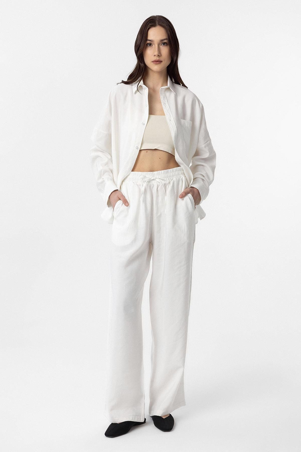 Antioch-Ecru Modal Women's Shirt Pants Set 2