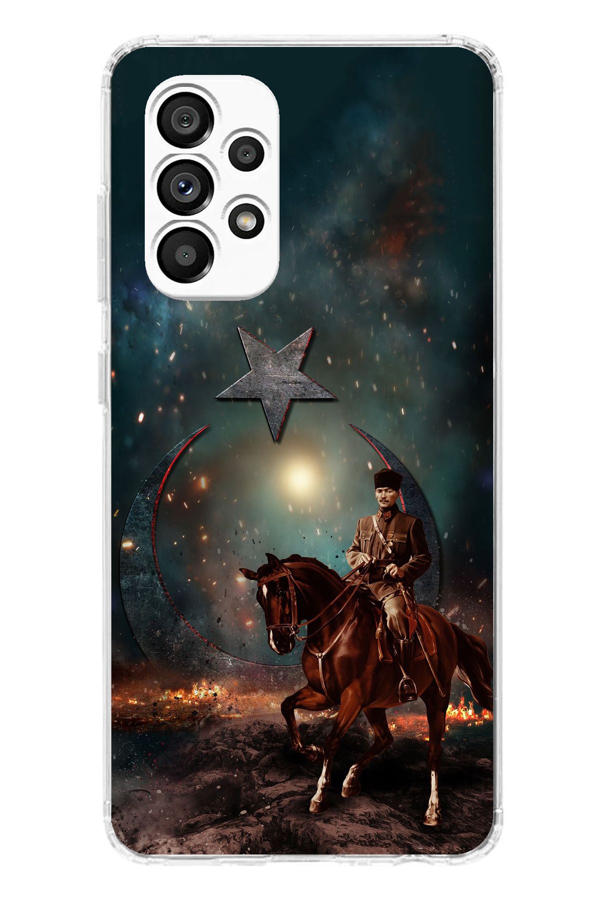 TechTree Galaxy A23 Uyumlu Atatürk At Üstünde Zafer Şeffaf Silikon Kılıf