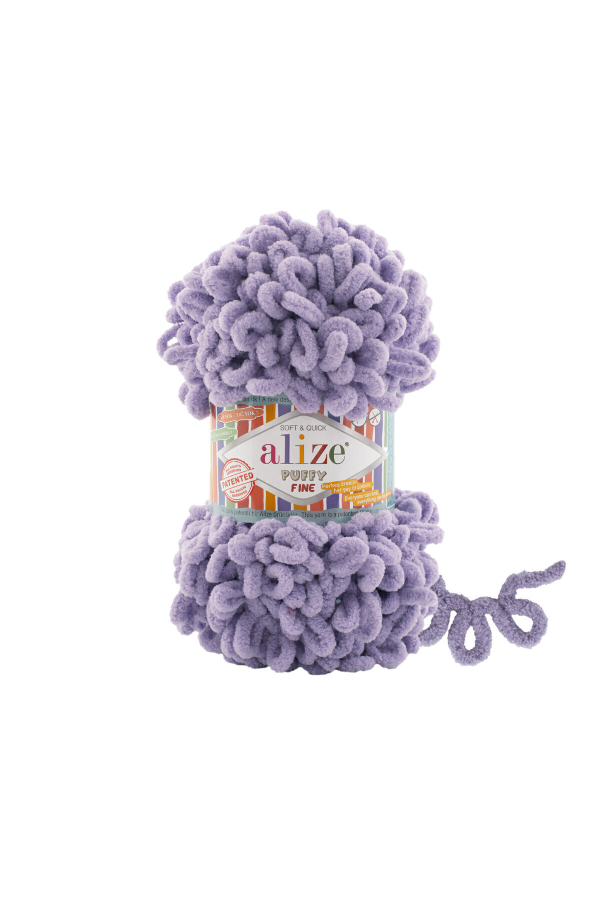 5-Pack Puffy Fine Hand Knitting Yarn - 166 Lilac - 100 Gr. 14.5 Mt. Finger Knitting Yarn