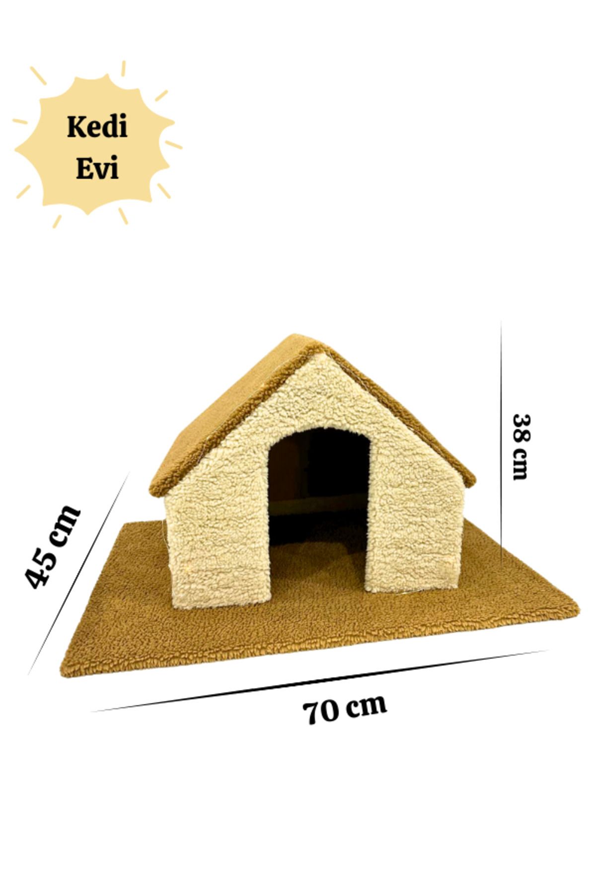 Komano Pontika-Plush Textured, 3-in-1 Set Cat House-Cat Bed and Scratching Post Soft Loved Colors 2