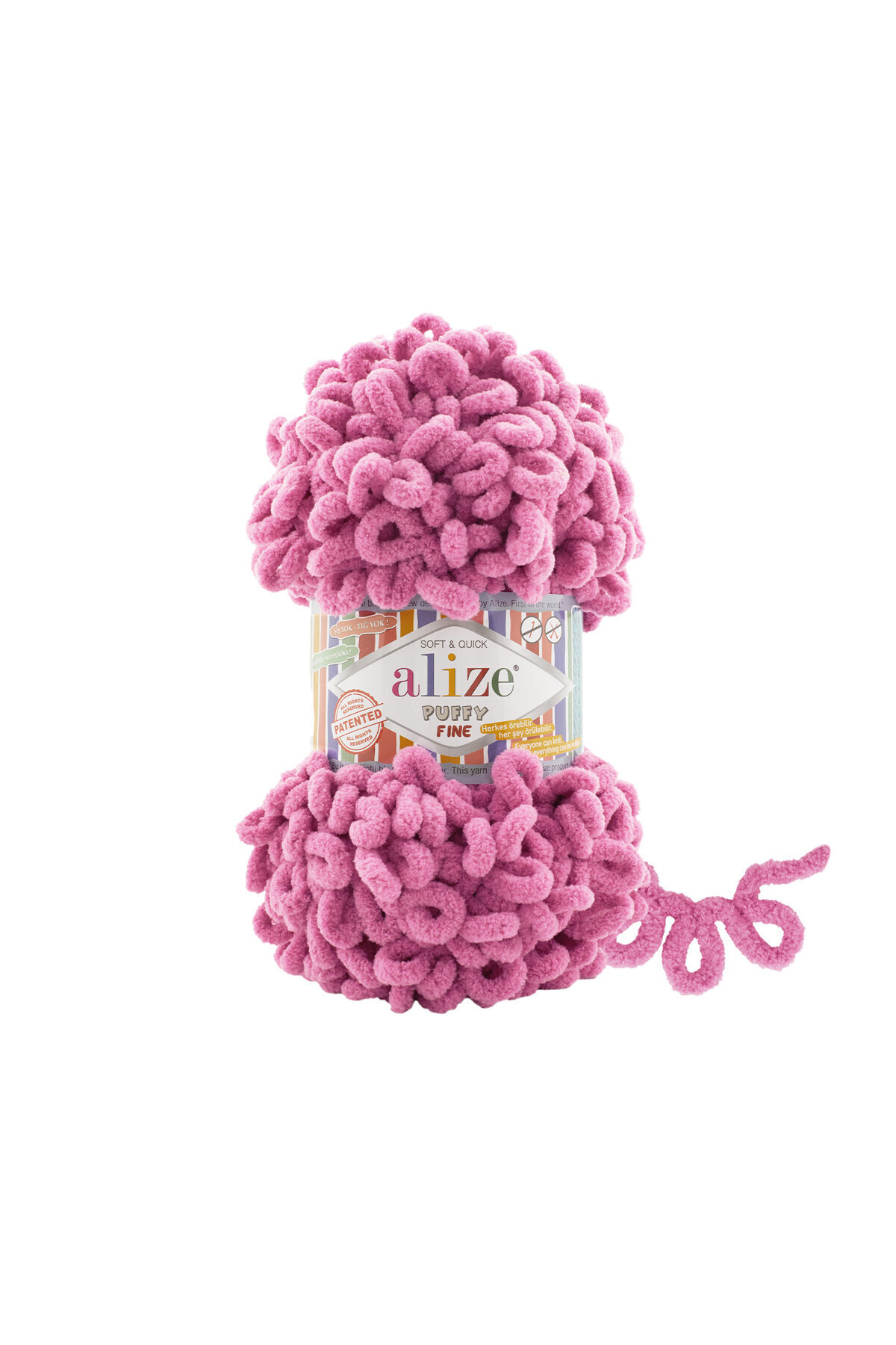 (5 PCS)puffy Fine (SMALL LOOP ) Hand Knitting Yarn 5-Pack 178 Dusty Roses 100 Gr. 14.5 Mt.