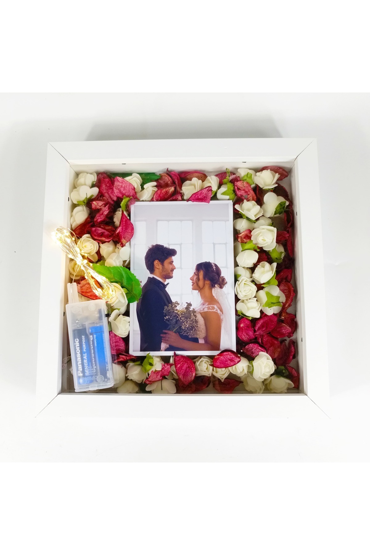 25x25 Photo Frame with LED Lighting, 10x15 Memorial Frame Gift with Photo Section