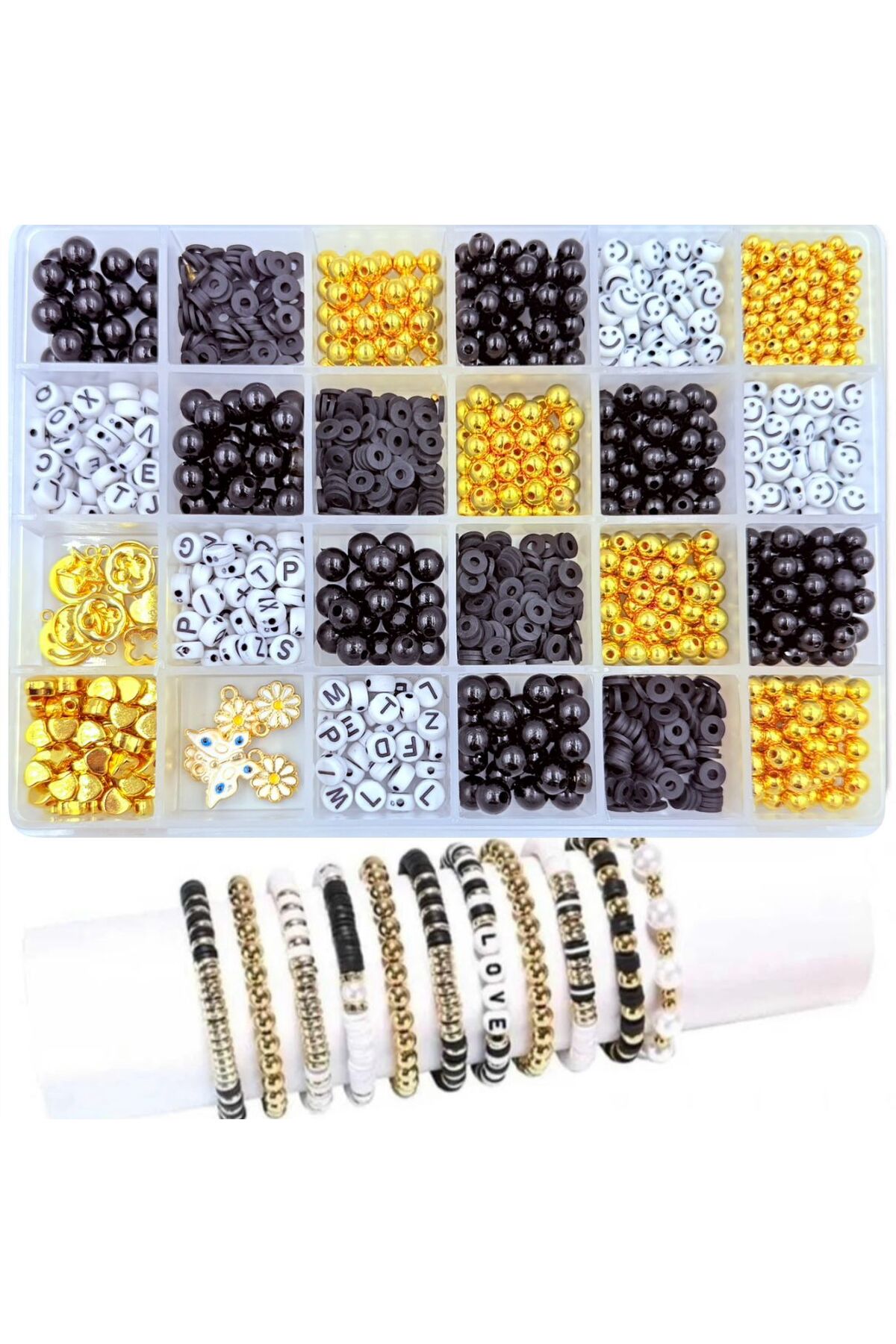 Black Pearl beads Letter beads and intermediate apparatus jewelry bracelet making set Hobby supplies 4