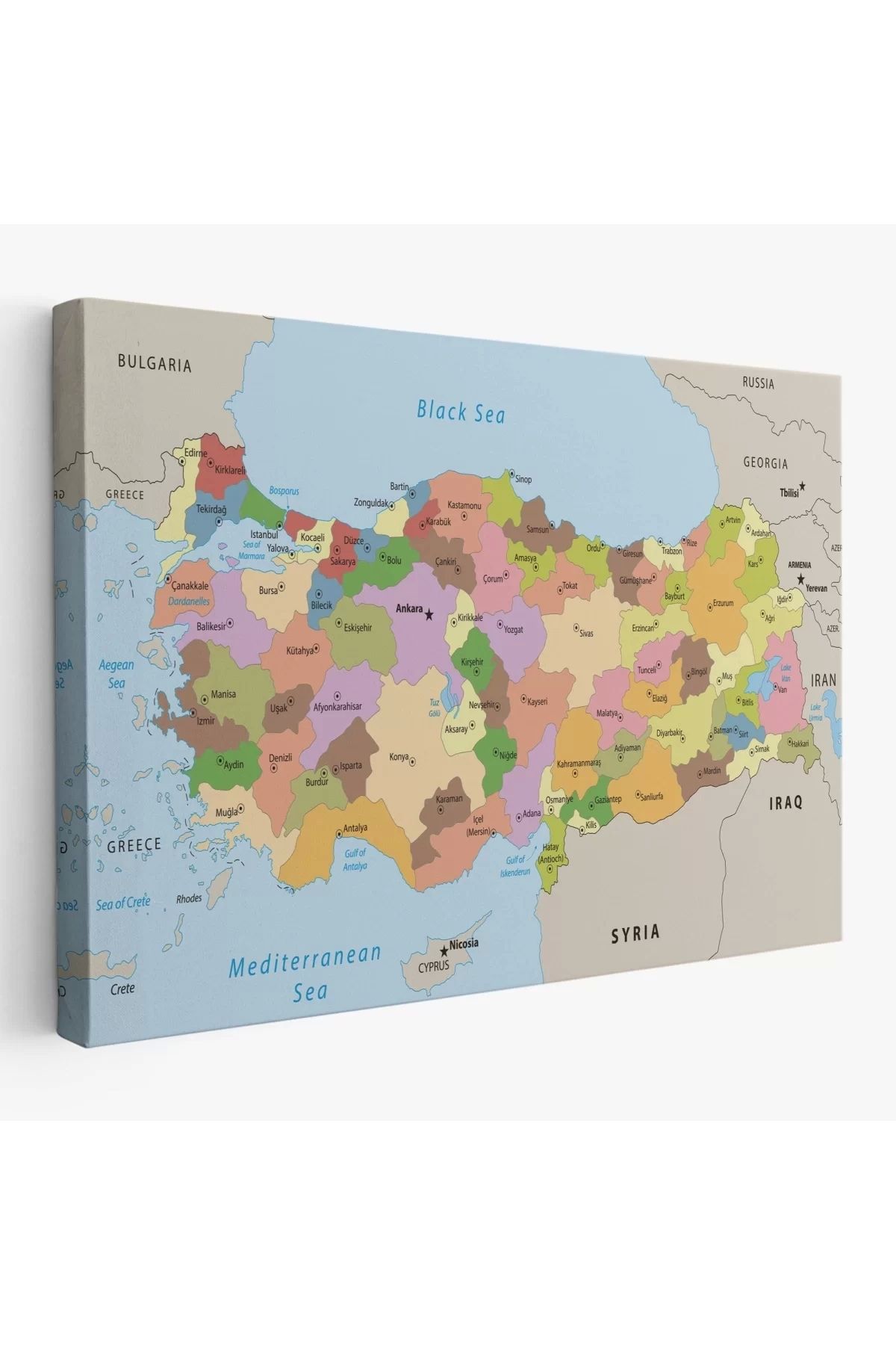 feifei Kanvas Türkiye Haritası Komşulu Ülkeli Dekoratif 1067