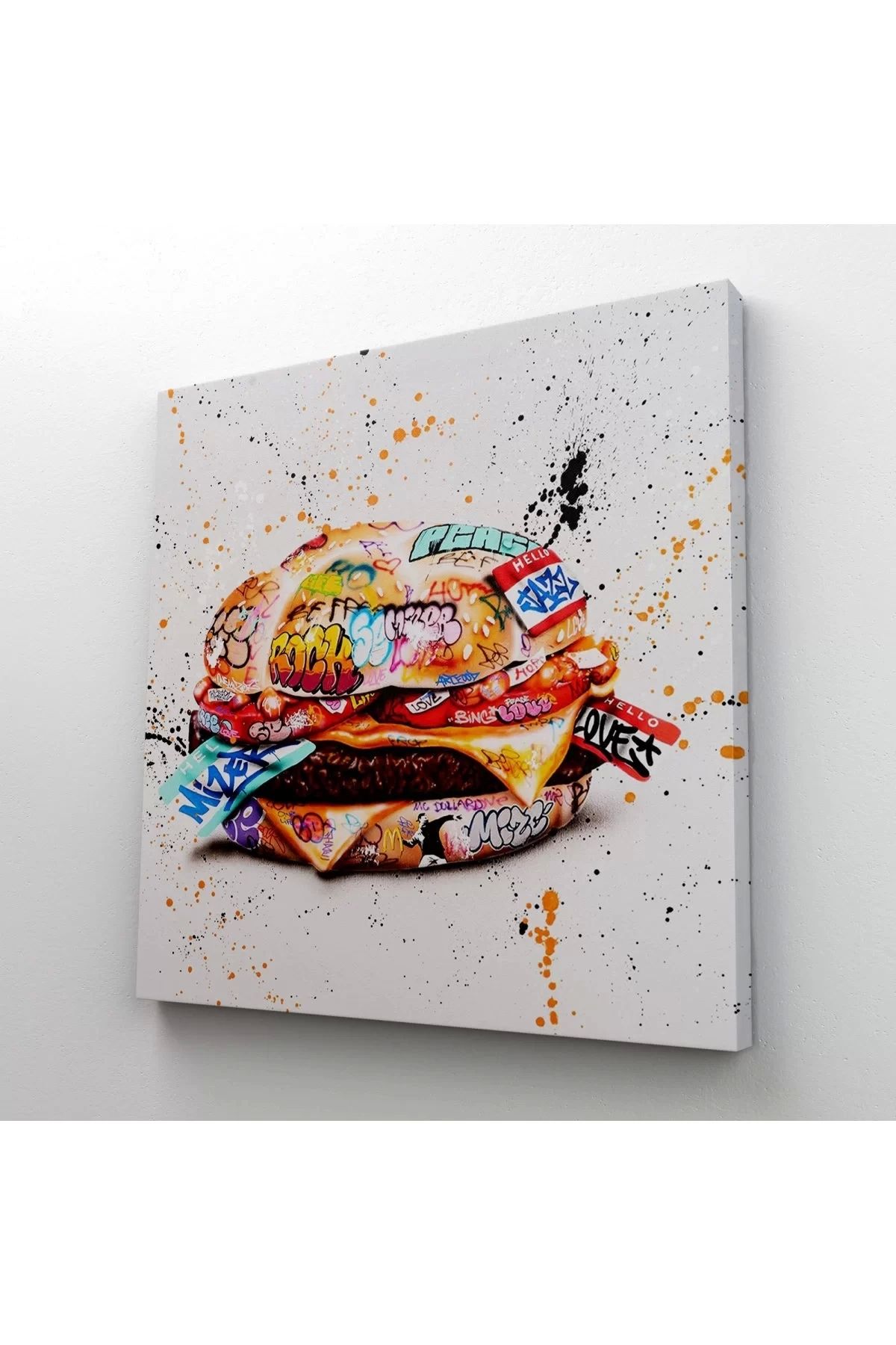 feifei Hamburger Graffiti Kanvas Tablo, Banksy Sokak Graffiti Tablo-5344