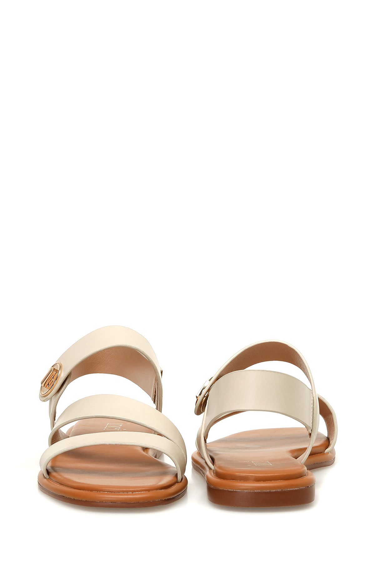 صندل نود زنانه Rain 4fx Beige Sandale Flat İnci