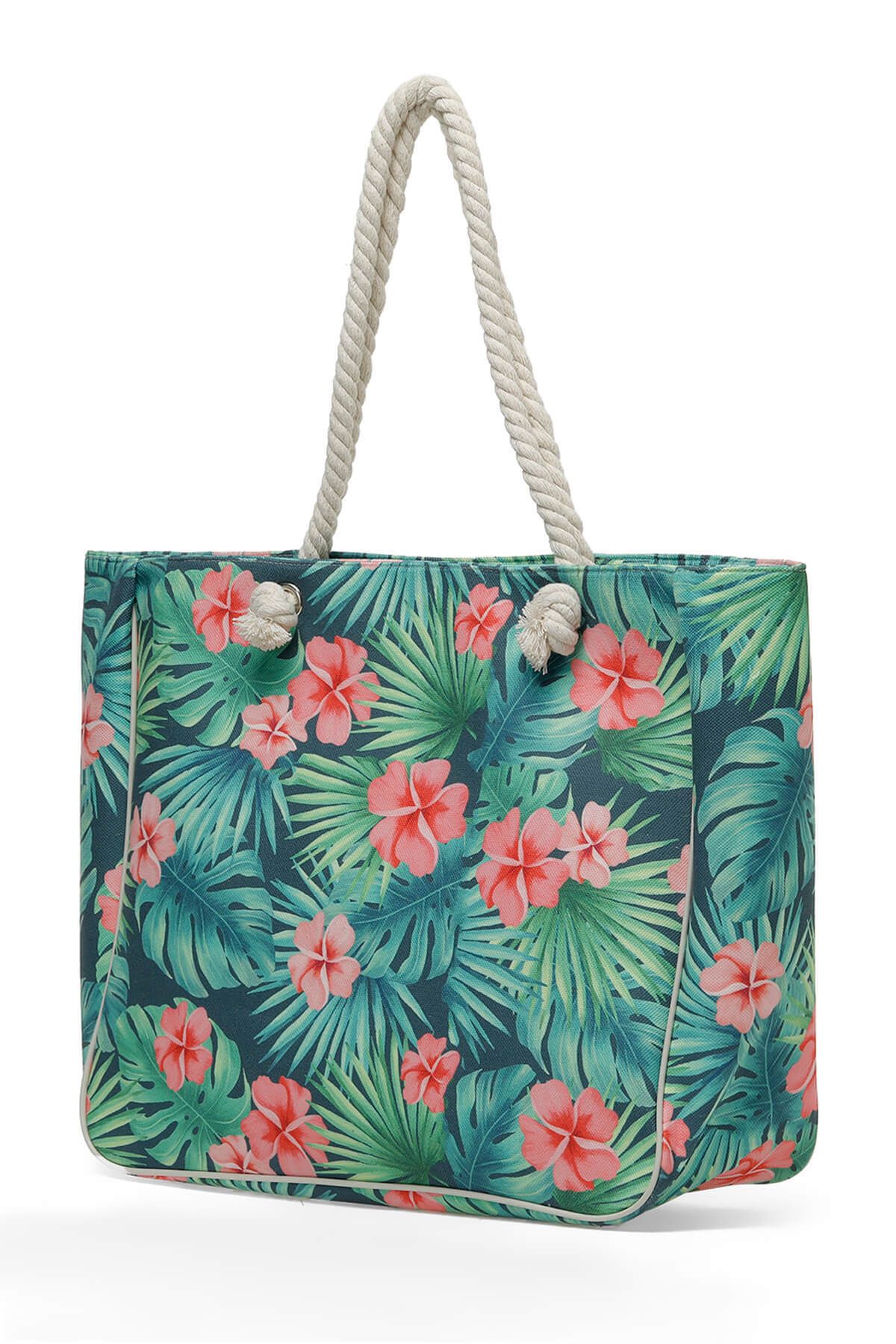 Polaris-Geantă de plajă pentru femei Big Nature Plj 4fx Green Multi 2