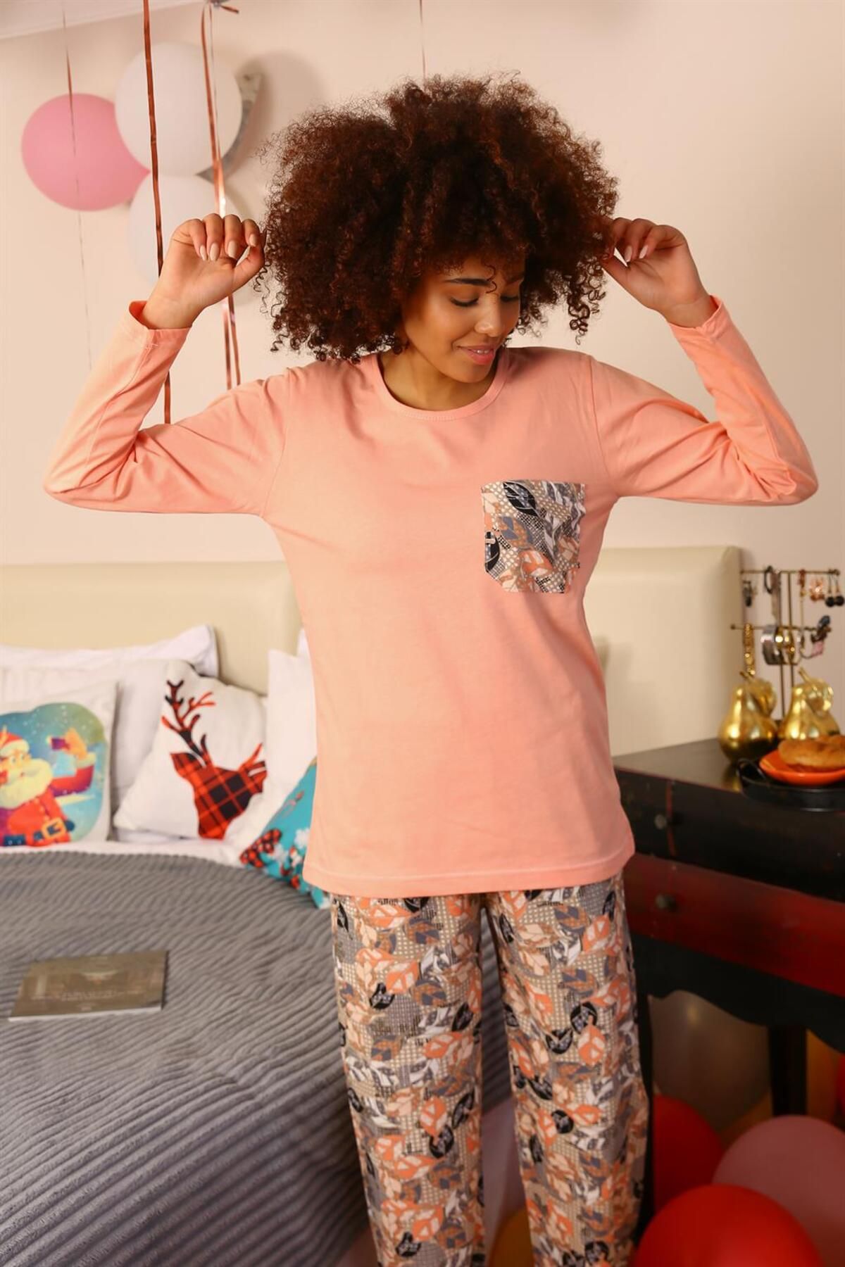 Fashi10 Kadın Uzun Kol Penye Pijama Takım 4196