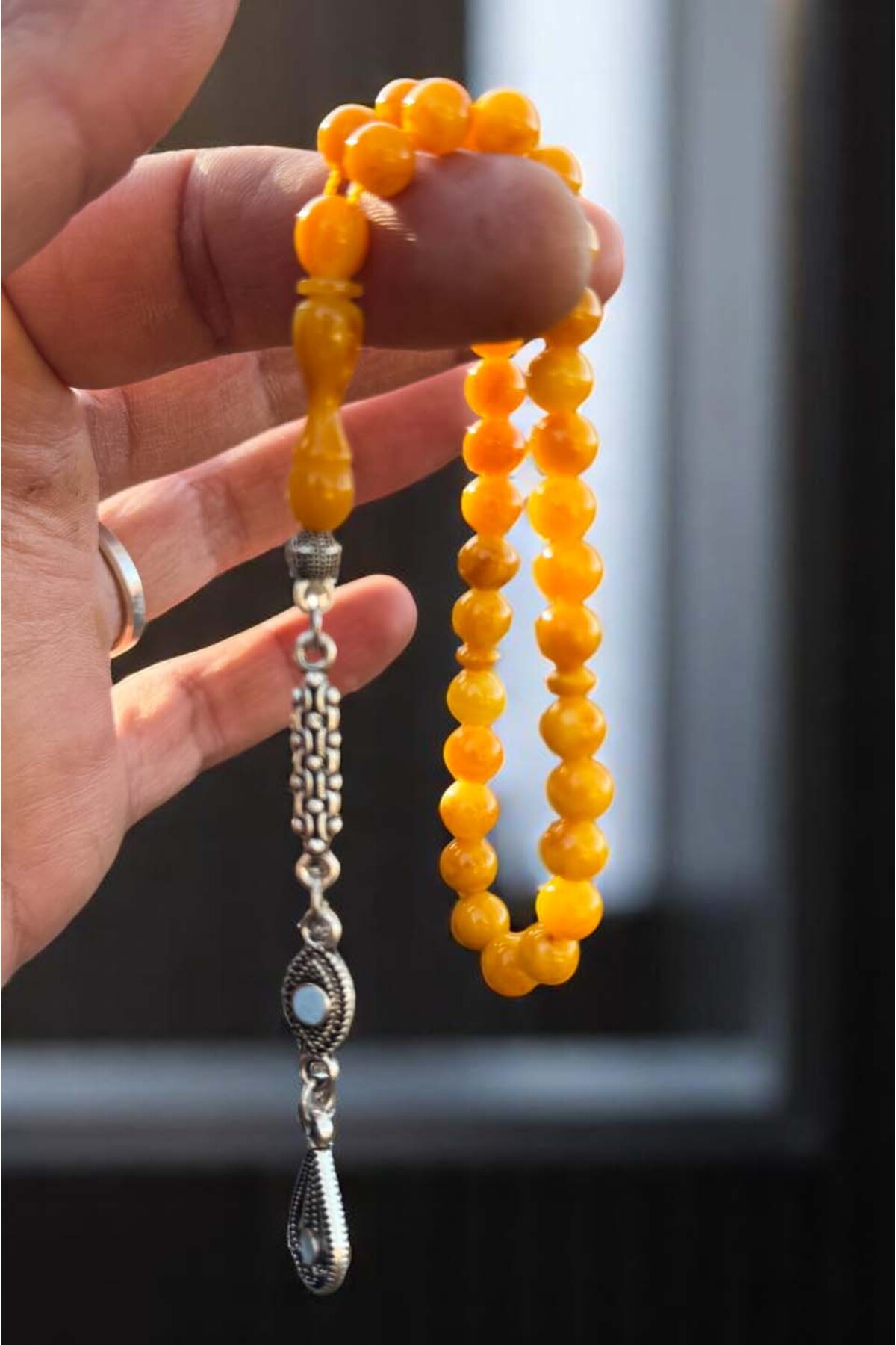 Men's Beirut Drop Amber Wrist Size Rosary